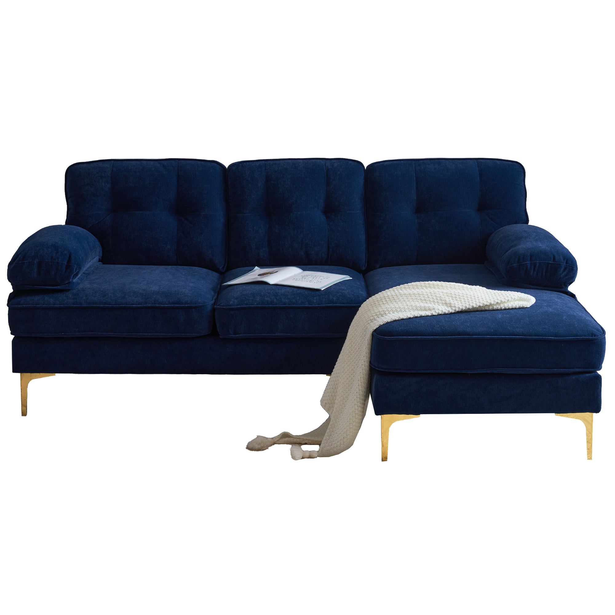 Modern Tufted Velvet L-Shape Sofa
