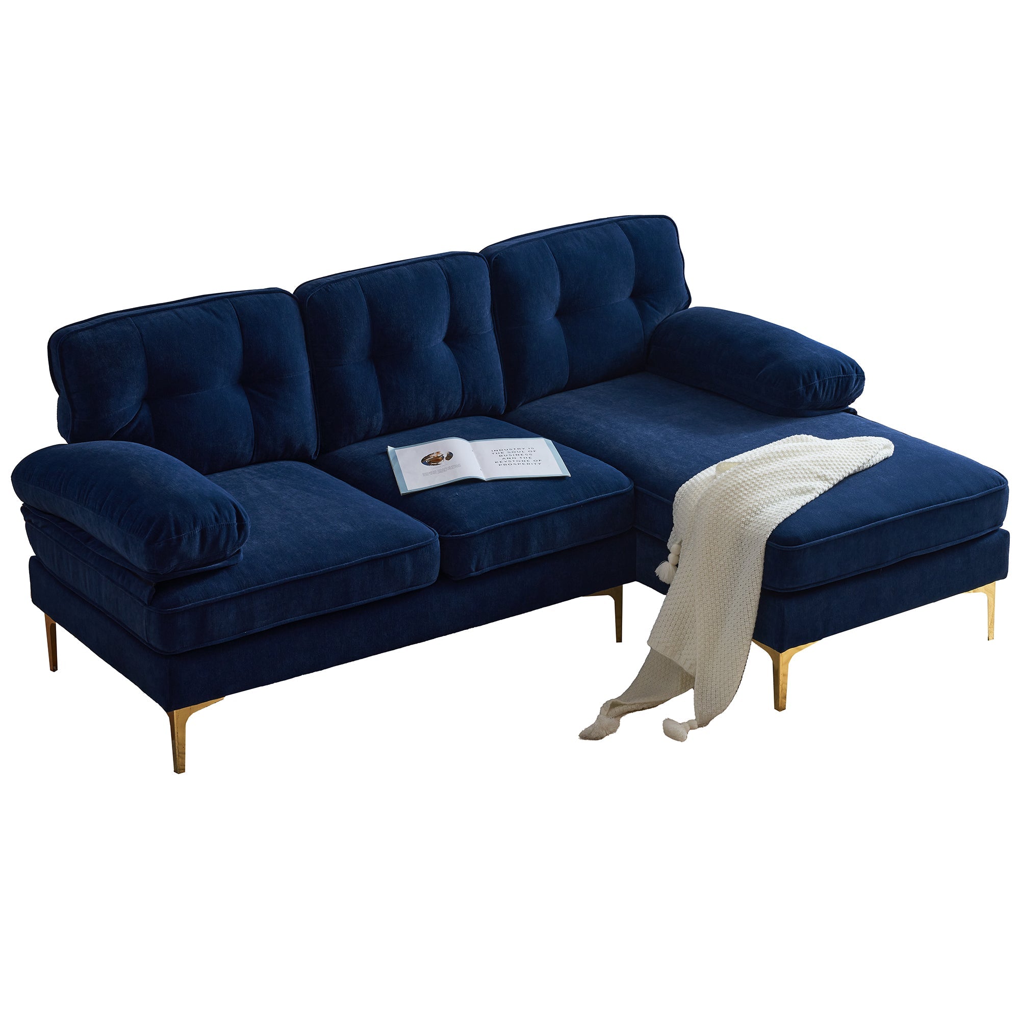 Modern Tufted Velvet L-Shape Sofa