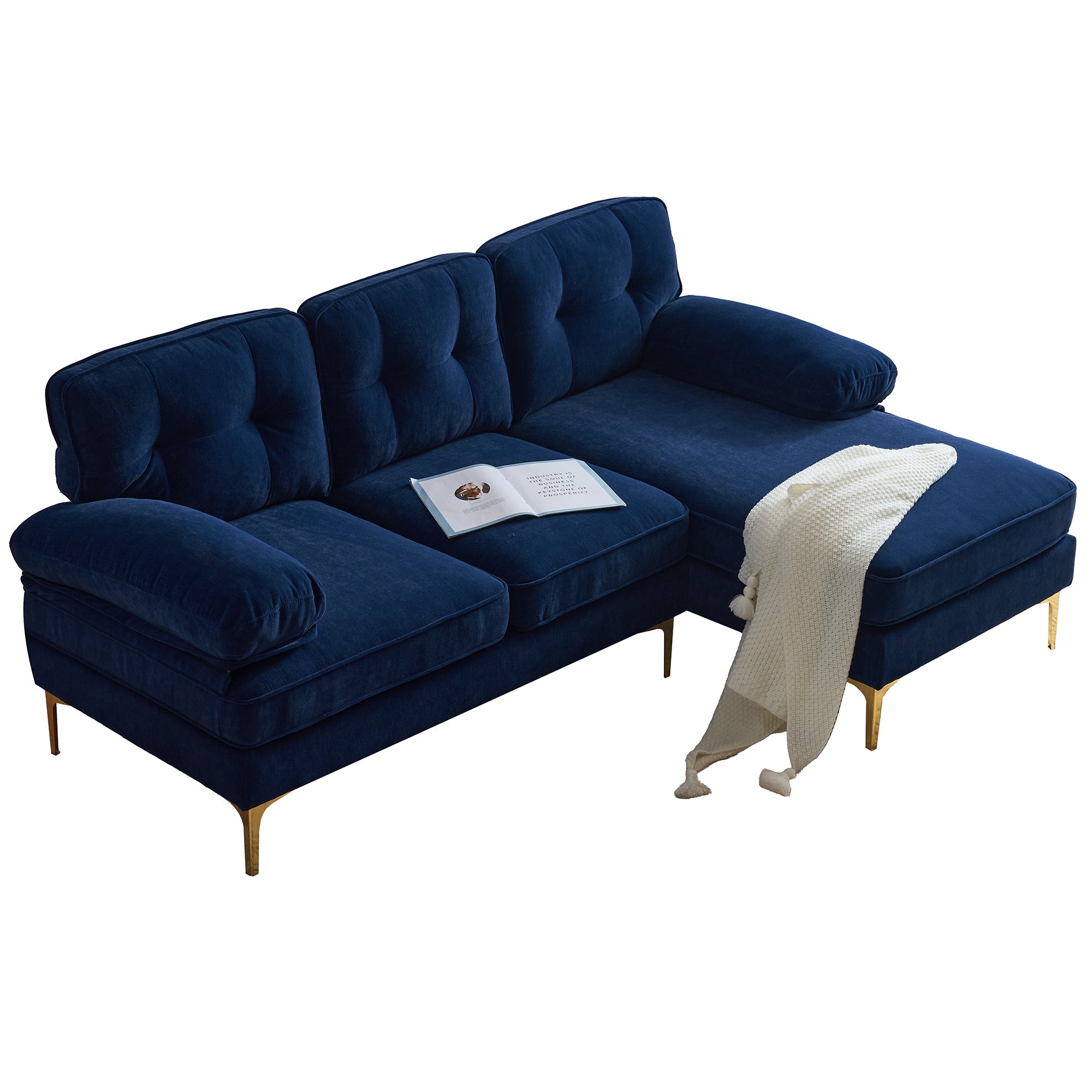 Modern Tufted Velvet L-Shape Sofa