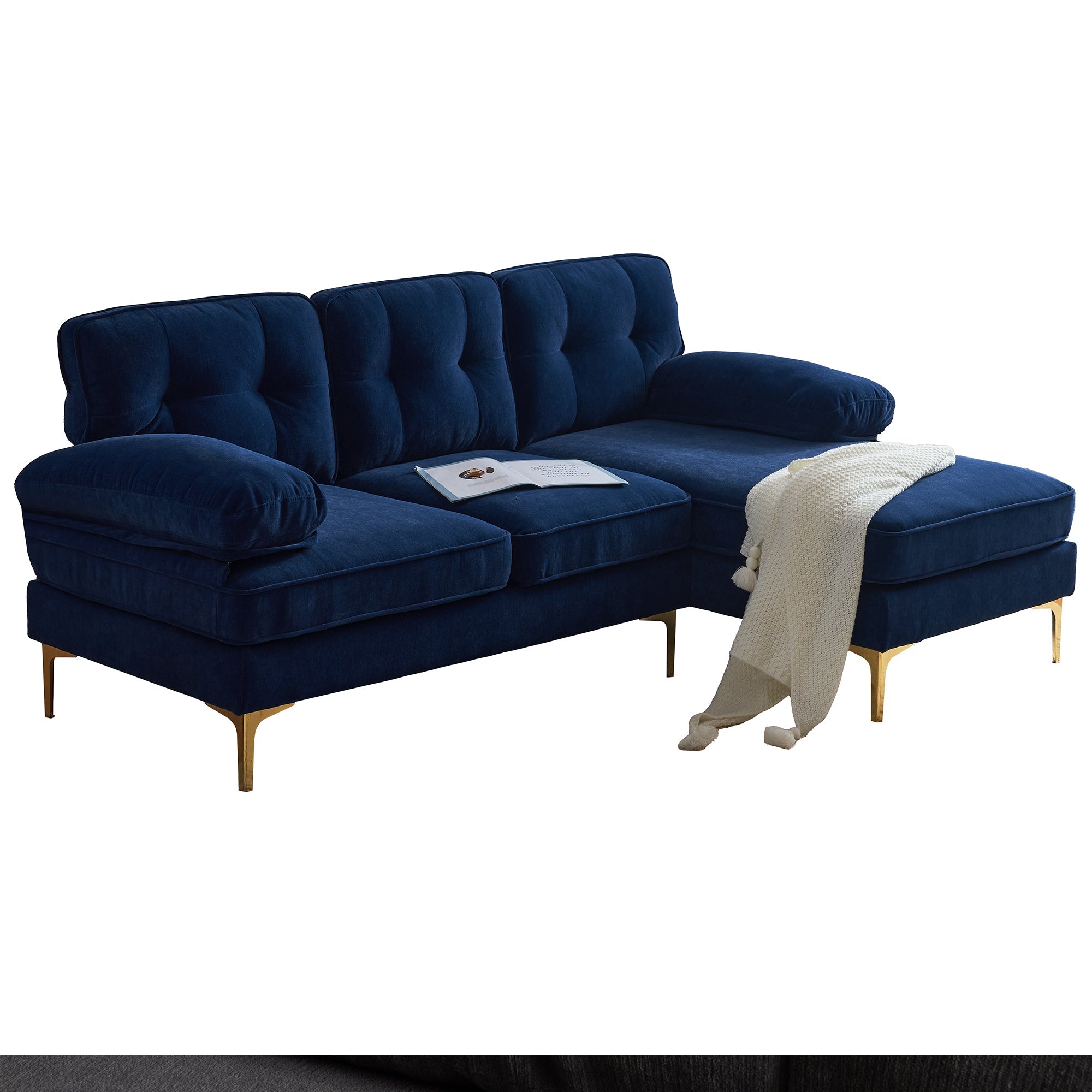 Modern Tufted Velvet L-Shape Sofa