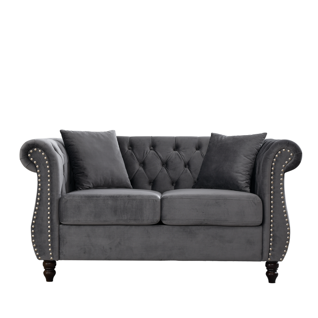 Nailhead Velvet Chesterfield Loveseat