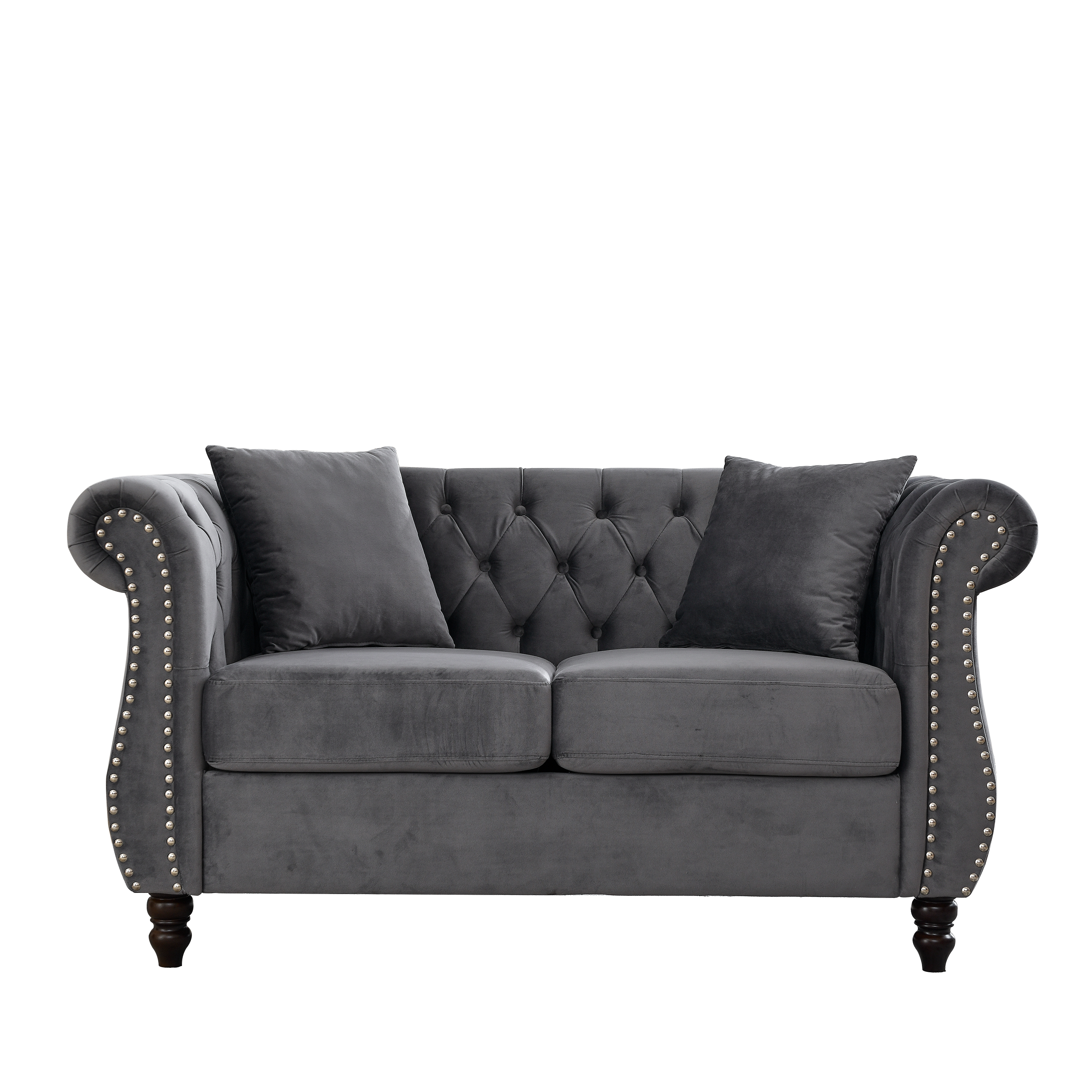 Nailhead Velvet Chesterfield Loveseat
