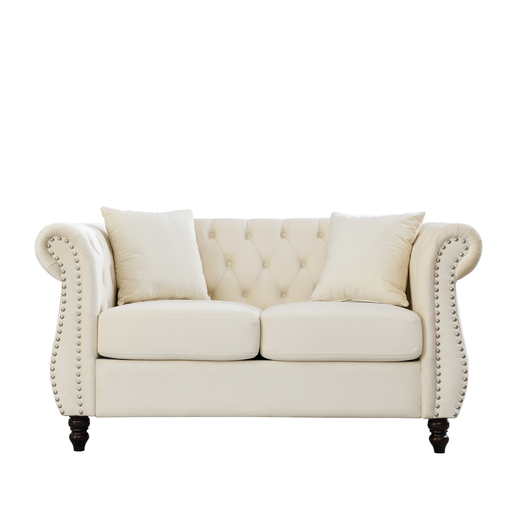 Nailhead Velvet Chesterfield Loveseat