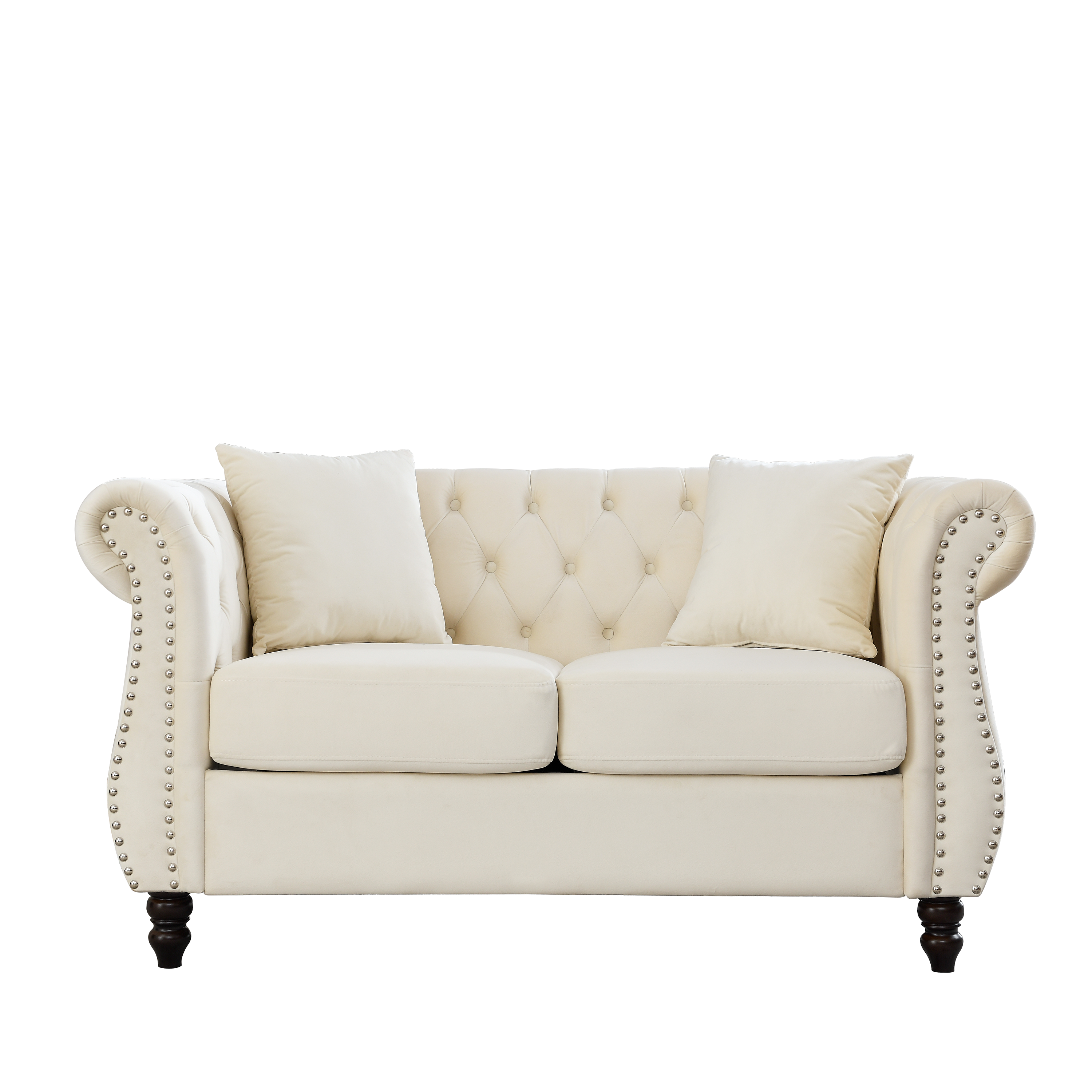 Nailhead Velvet Chesterfield Loveseat