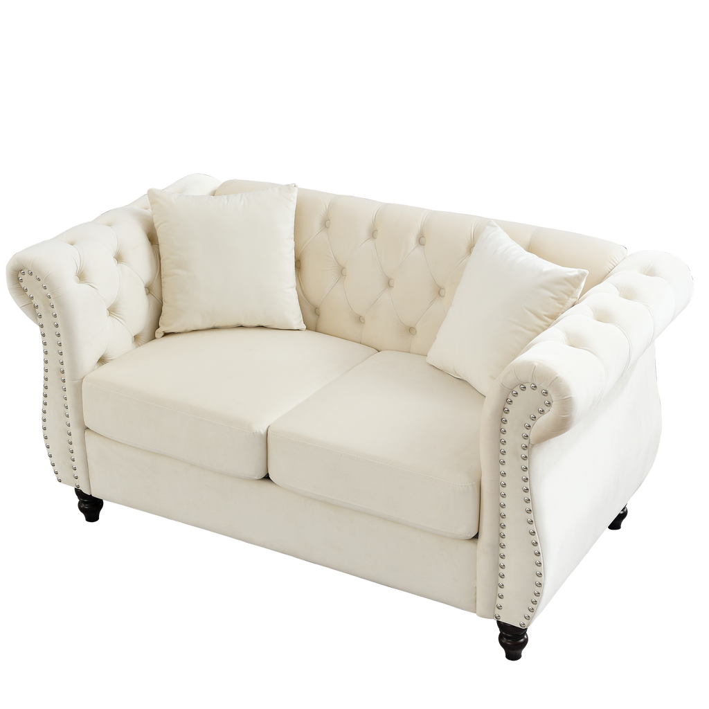 Nailhead Velvet Chesterfield Loveseat
