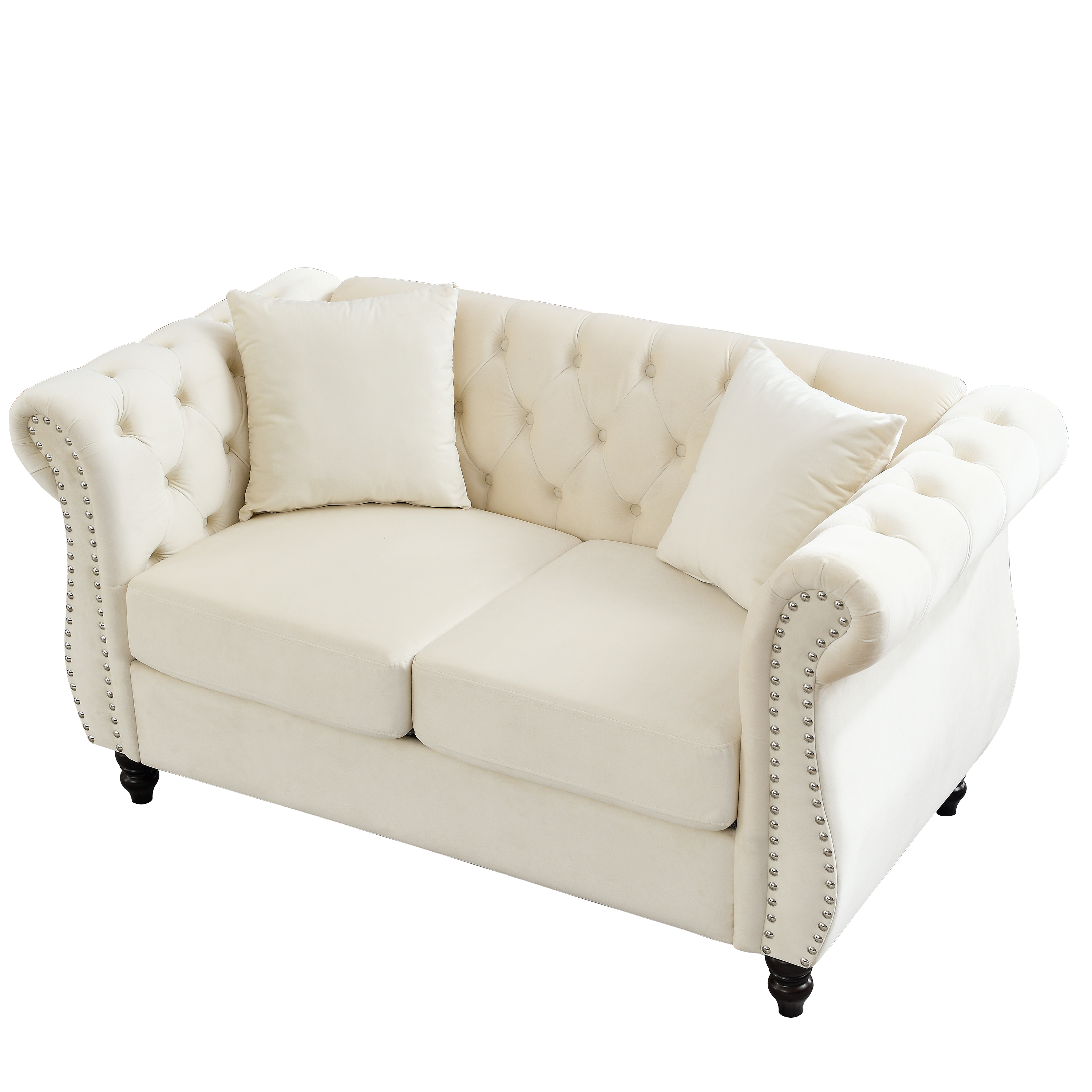 Nailhead Velvet Chesterfield Loveseat
