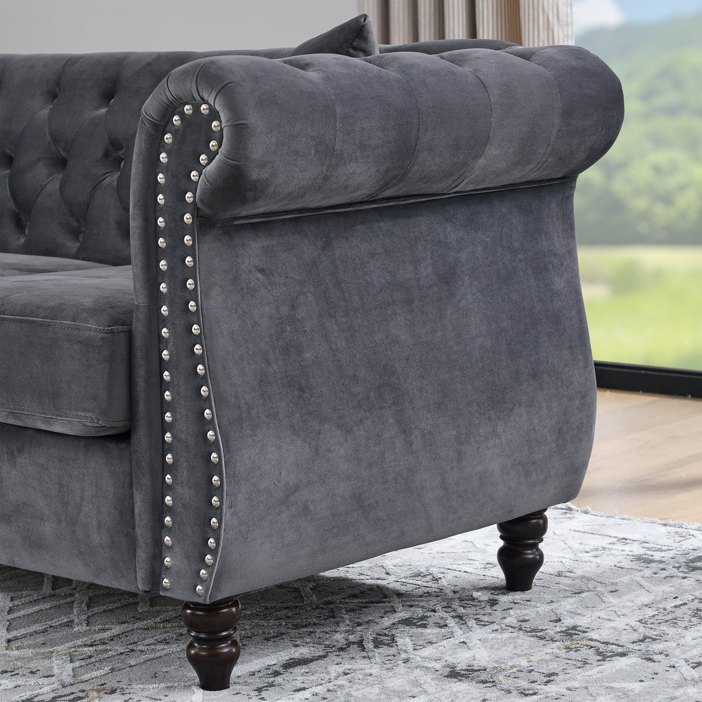 Nailhead Velvet Chesterfield Loveseat