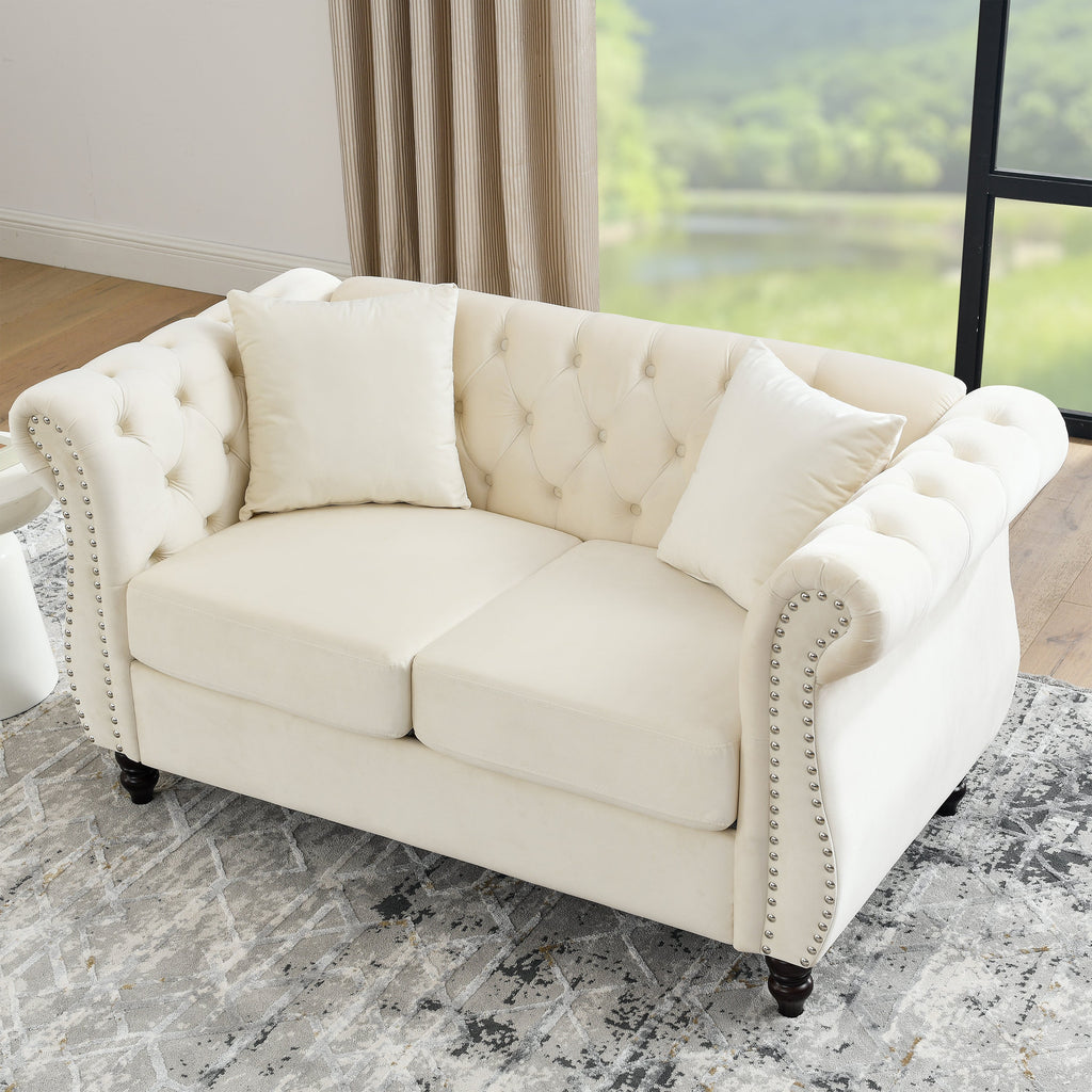 Nailhead Velvet Chesterfield Loveseat