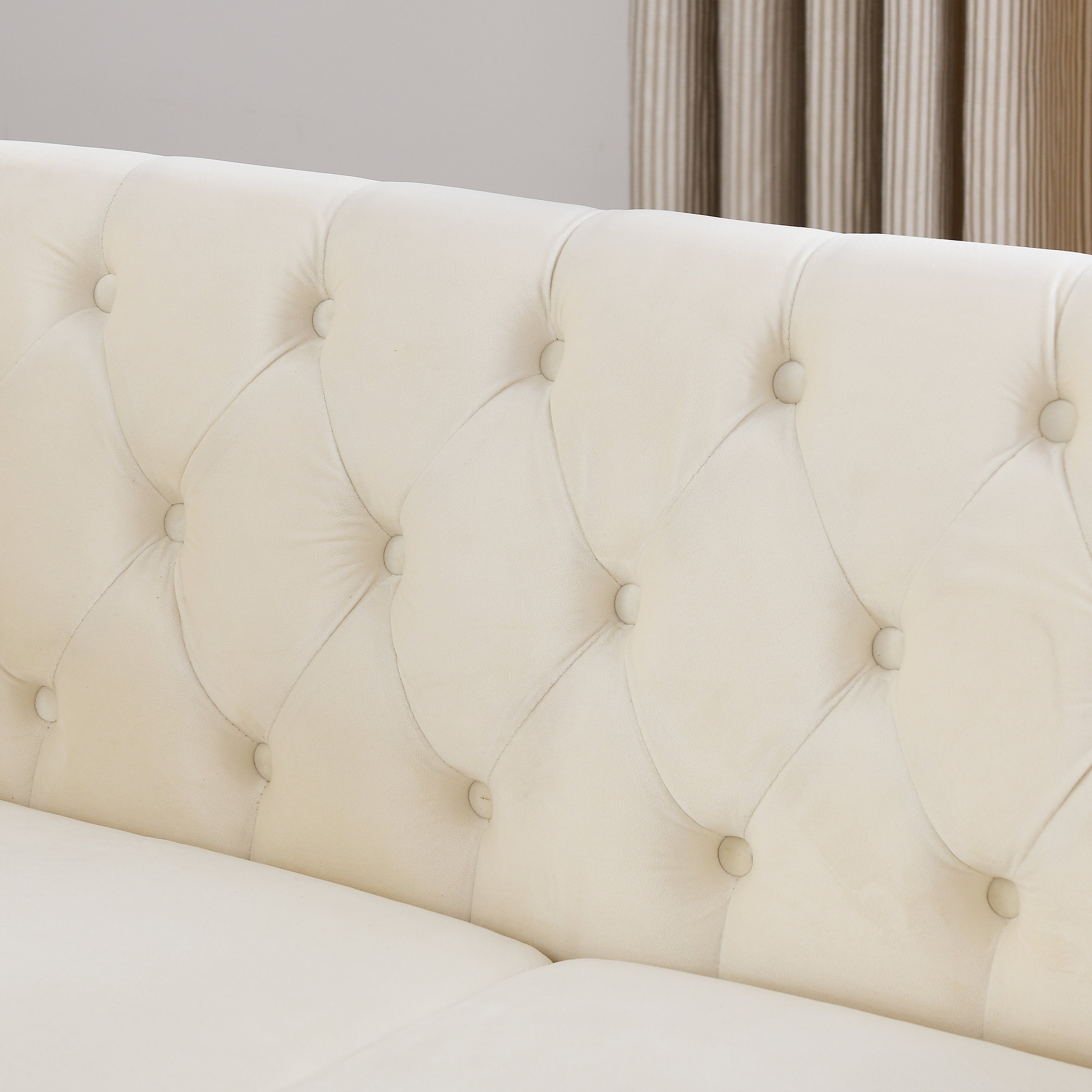 Nailhead Velvet Chesterfield Loveseat