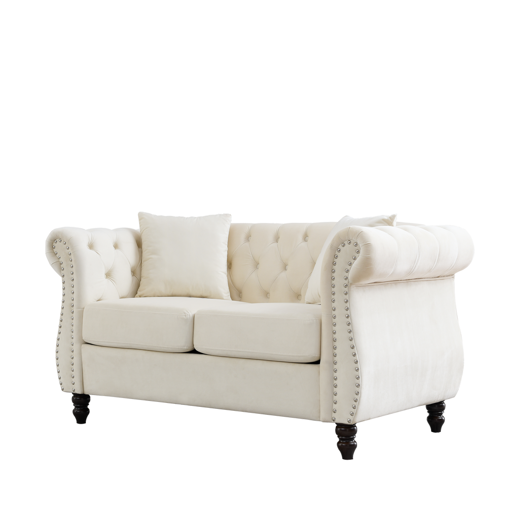 Nailhead Velvet Chesterfield Loveseat