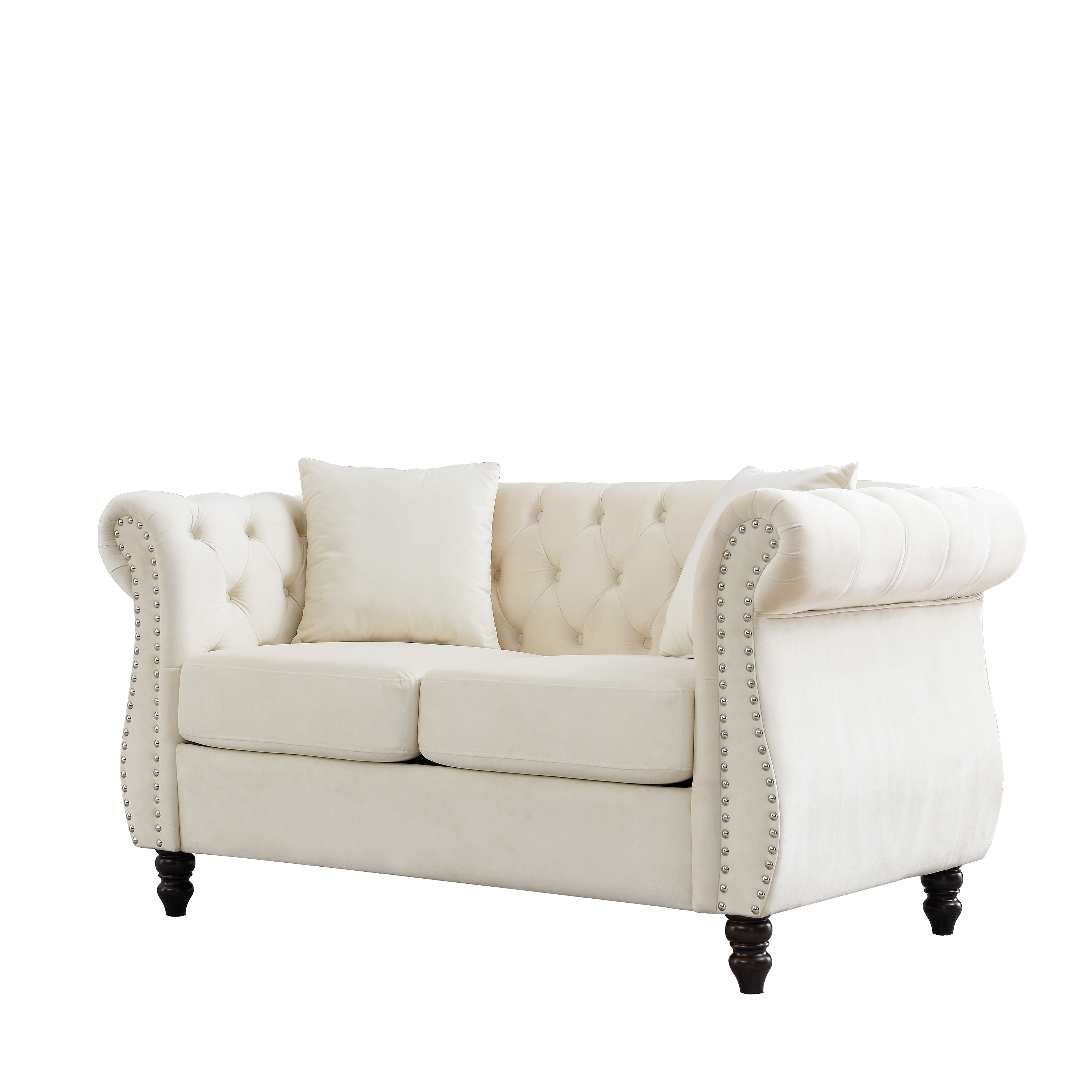 Nailhead Velvet Chesterfield Loveseat