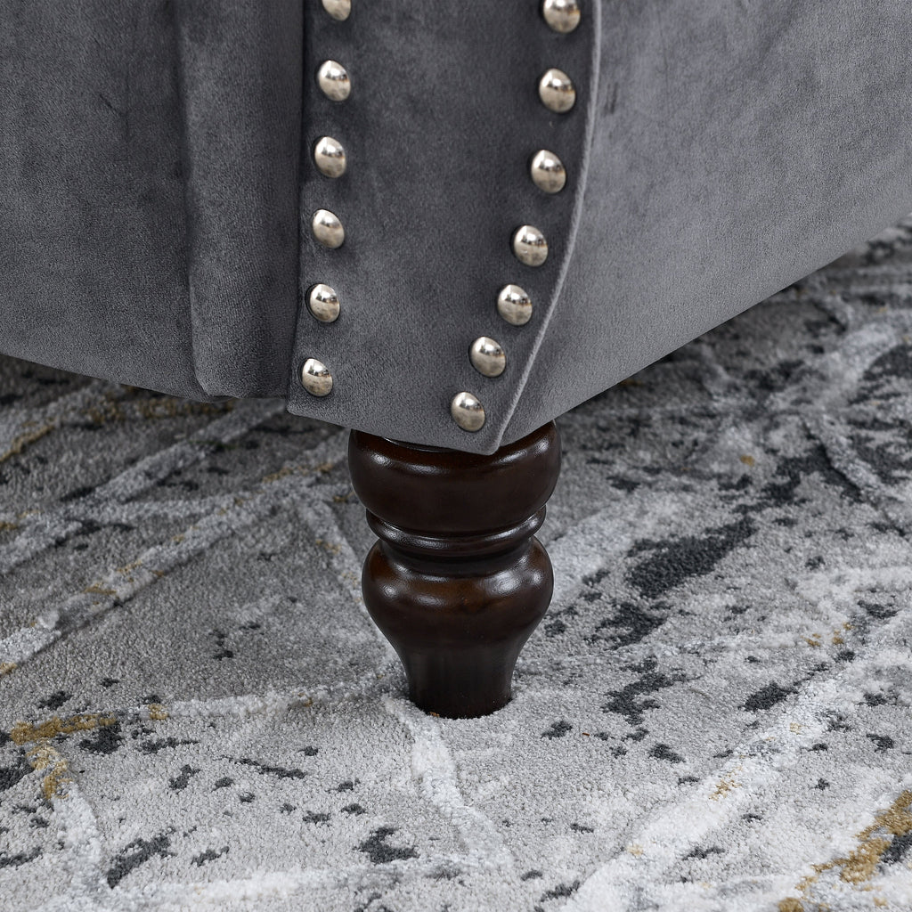 Nailhead Velvet Chesterfield Loveseat