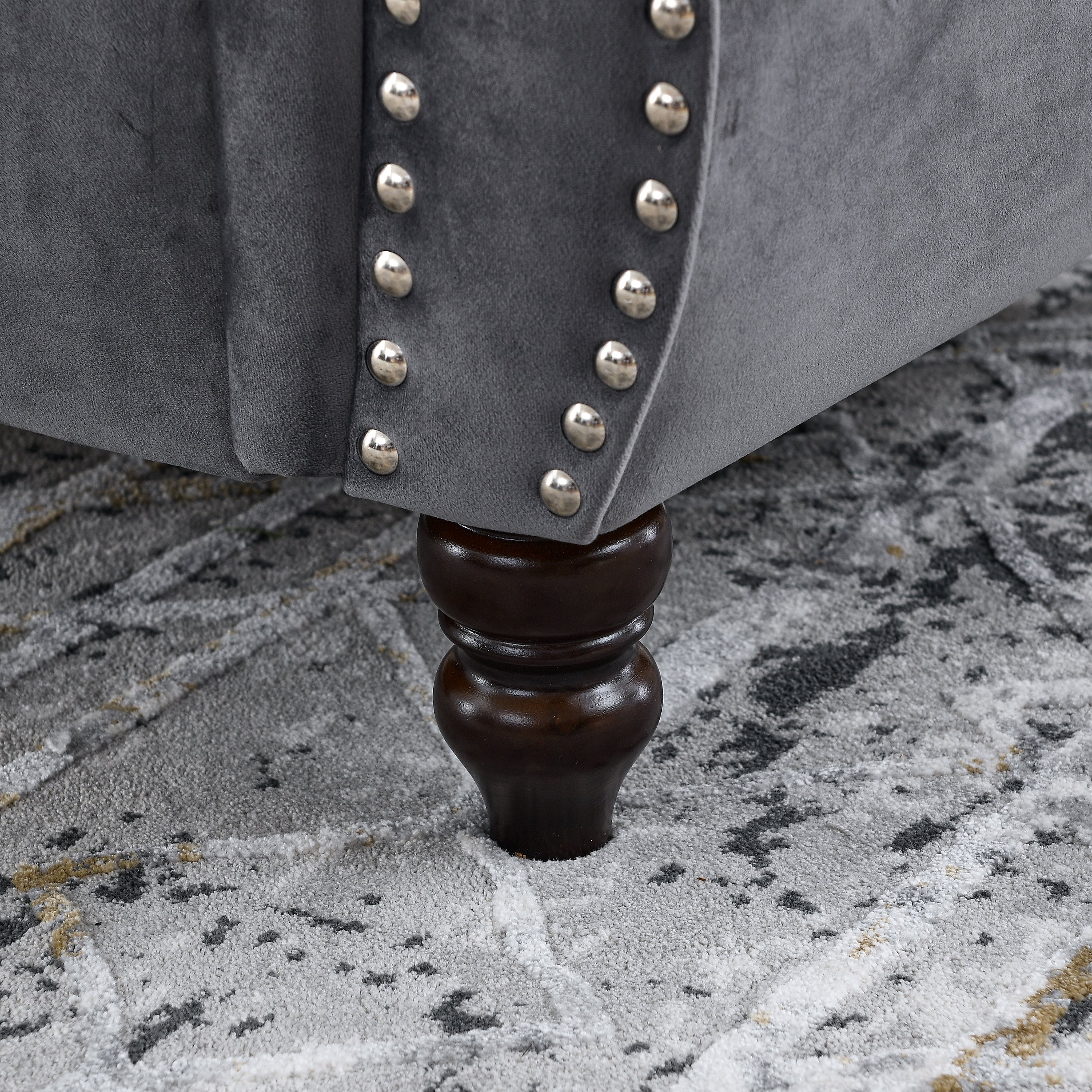Nailhead Velvet Chesterfield Loveseat