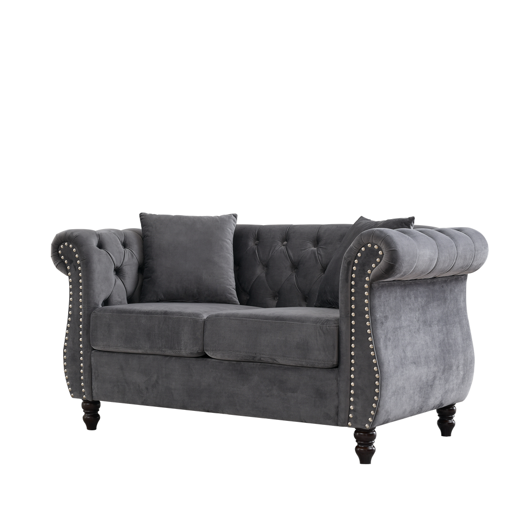 Nailhead Velvet Chesterfield Loveseat