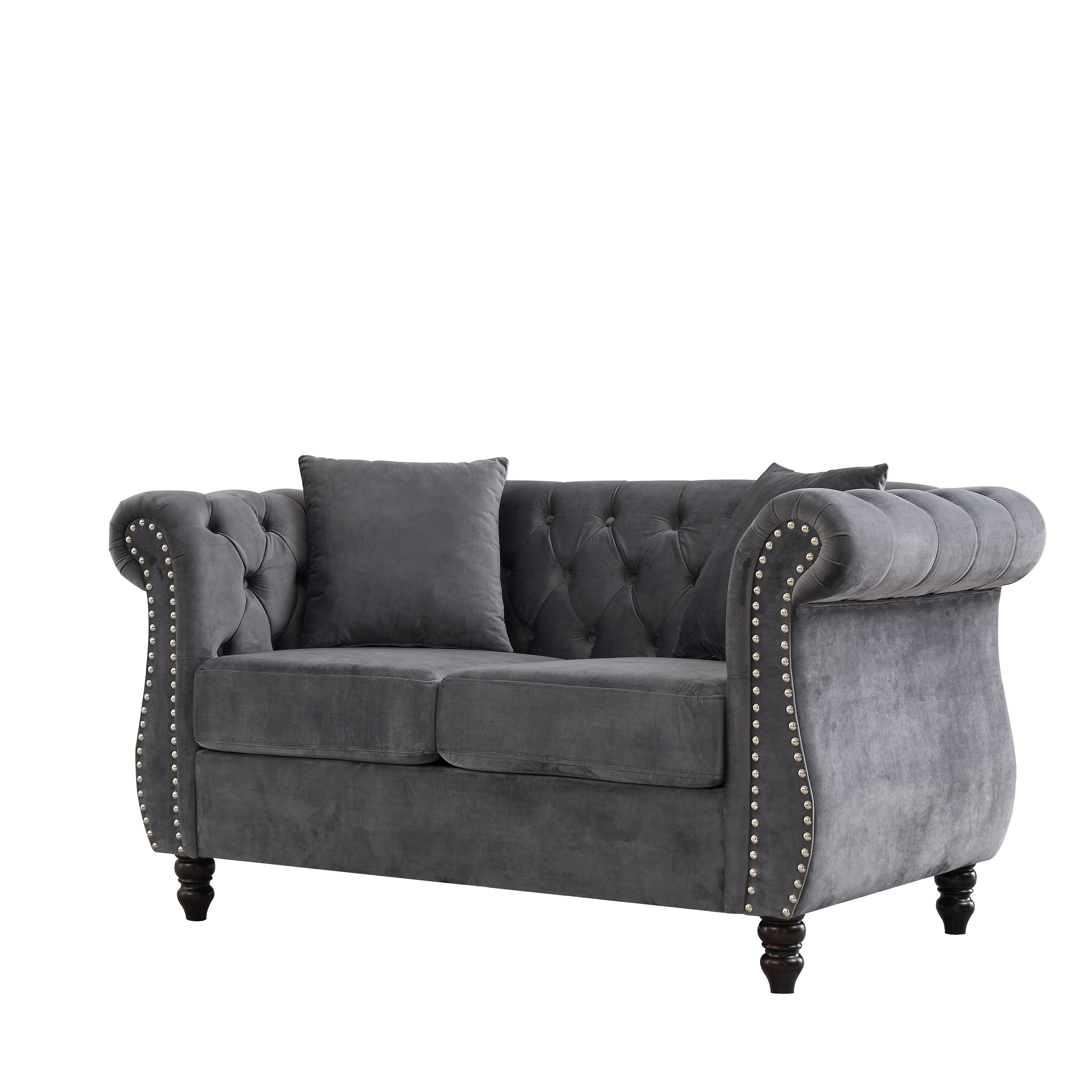 Nailhead Velvet Chesterfield Loveseat