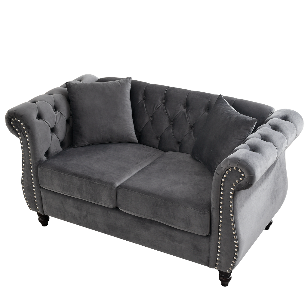Nailhead Velvet Chesterfield Loveseat
