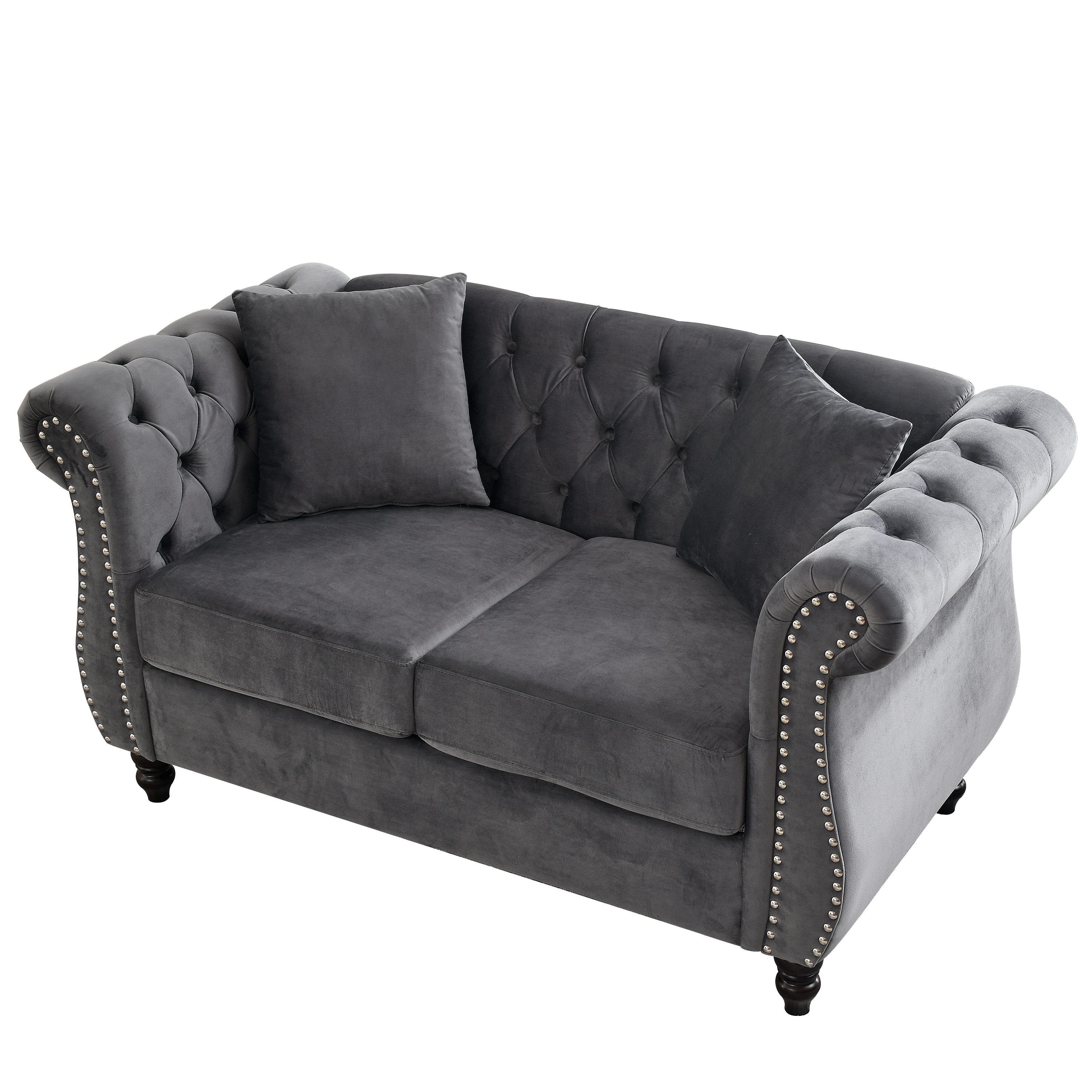 Nailhead Velvet Chesterfield Loveseat