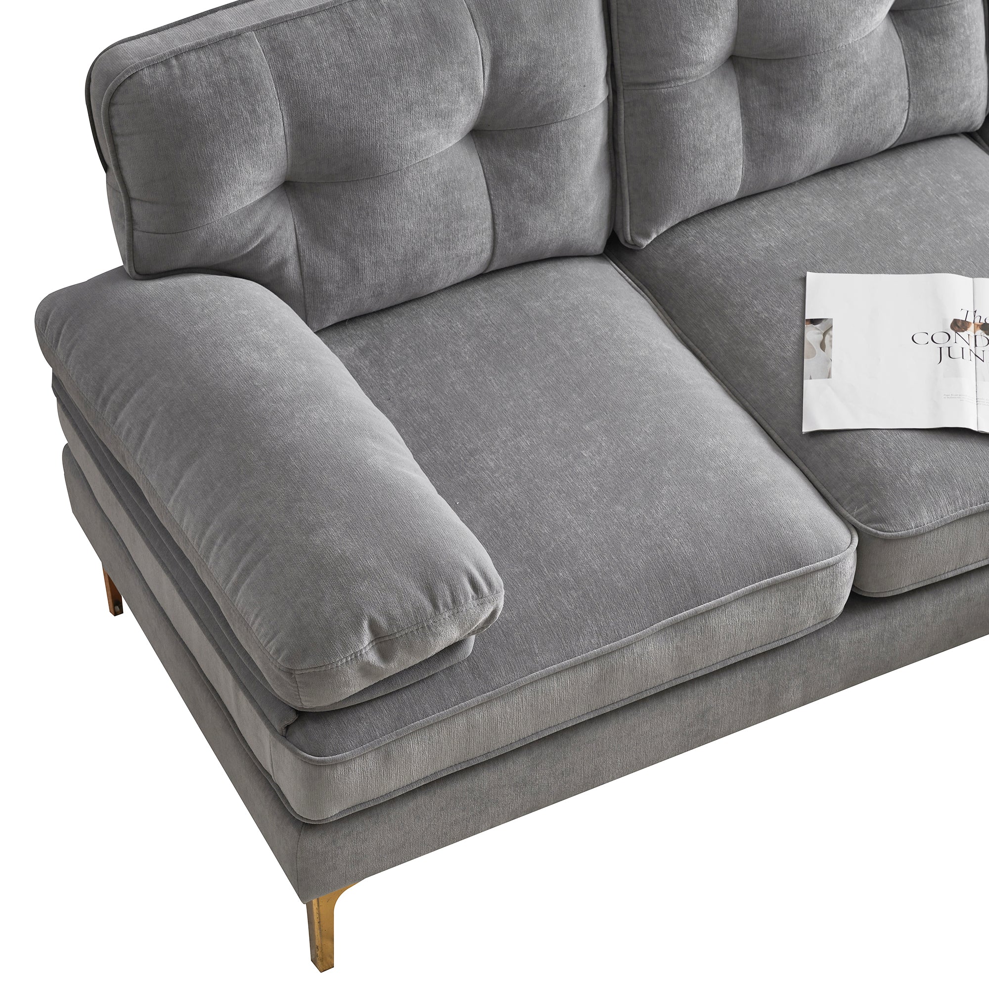 Modern Tufted Velvet L-Shape Sofa