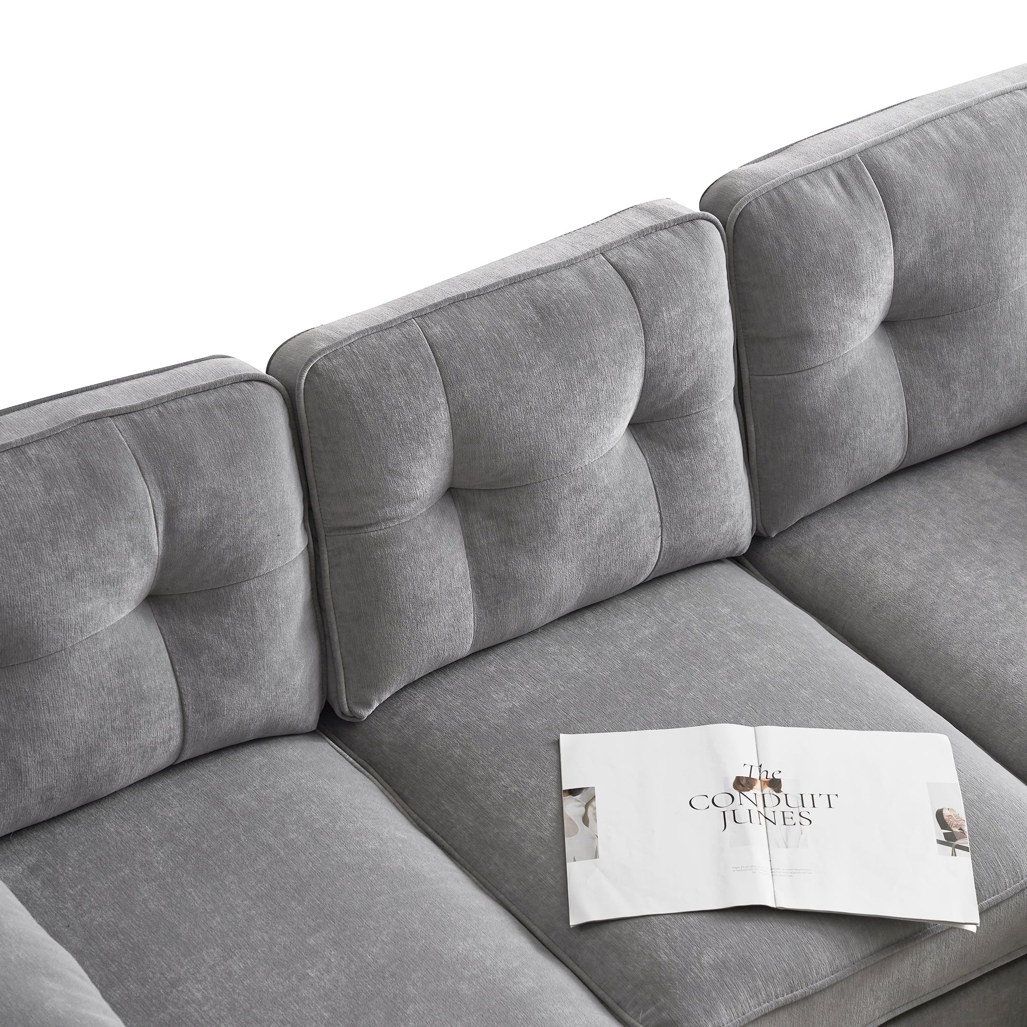 Modern Tufted Velvet L-Shape Sofa