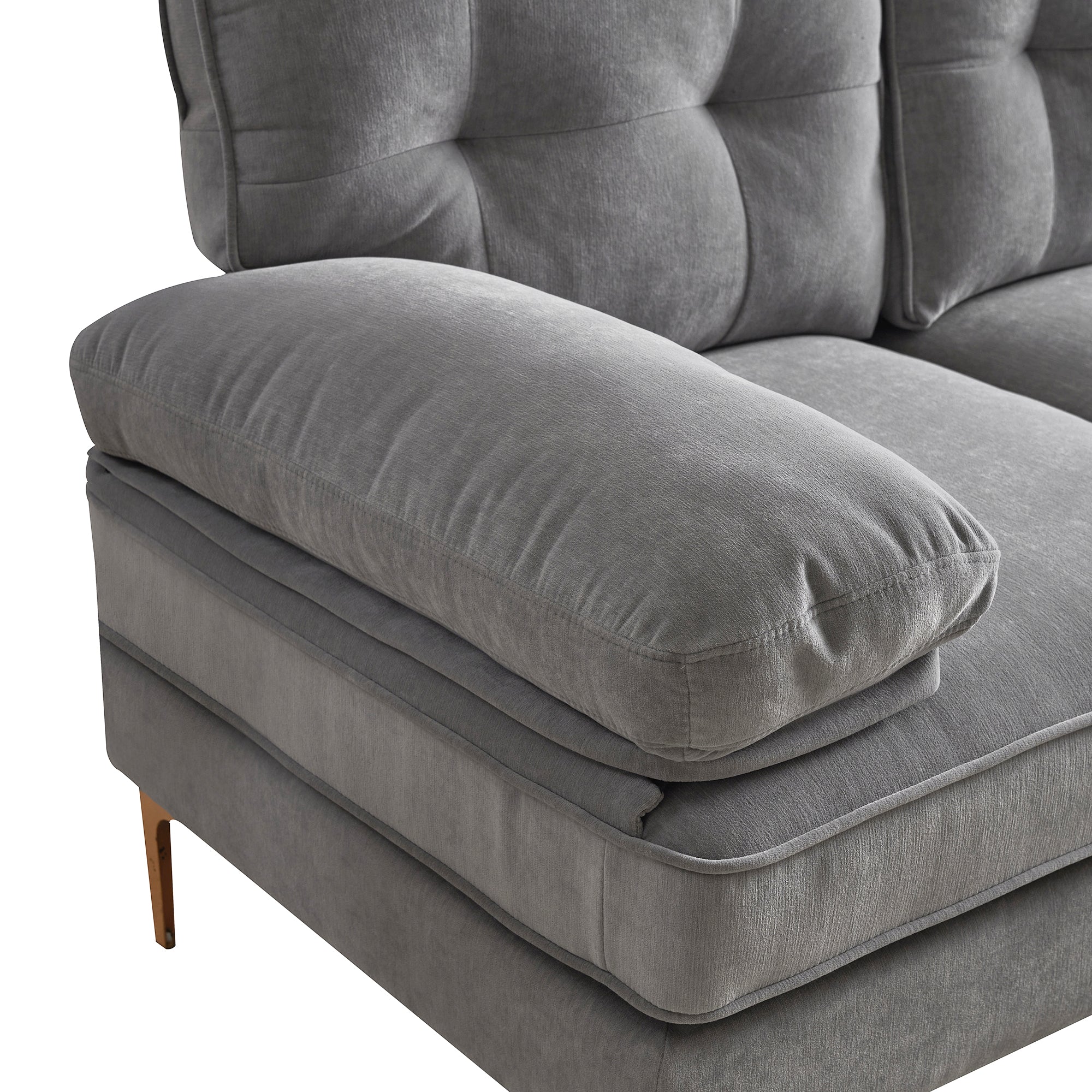 Modern Tufted Velvet L-Shape Sofa