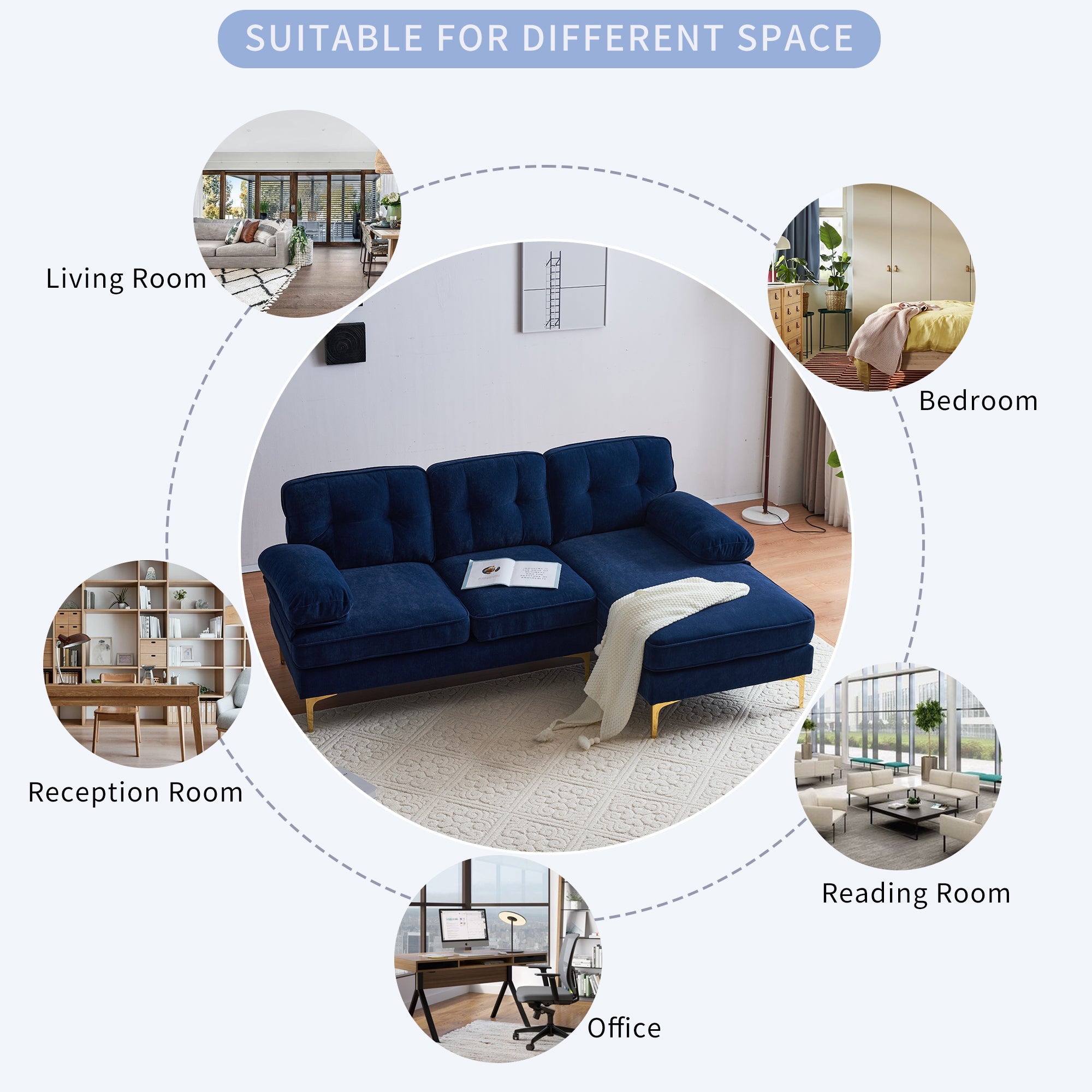 Modern Tufted Velvet L-Shape Sofa