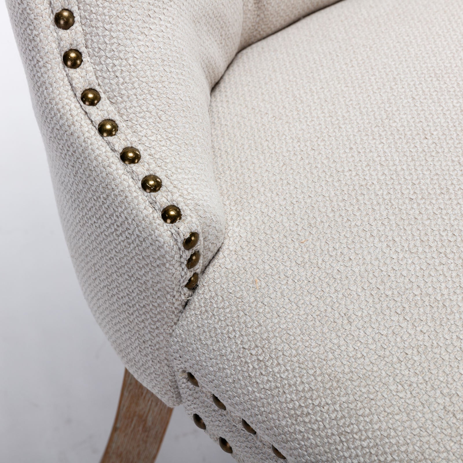 Rosewick Modern Tufted Linen Nailhead Trim Solid Wood Upholstered Dining Chair with Wood Legs, Set of 2