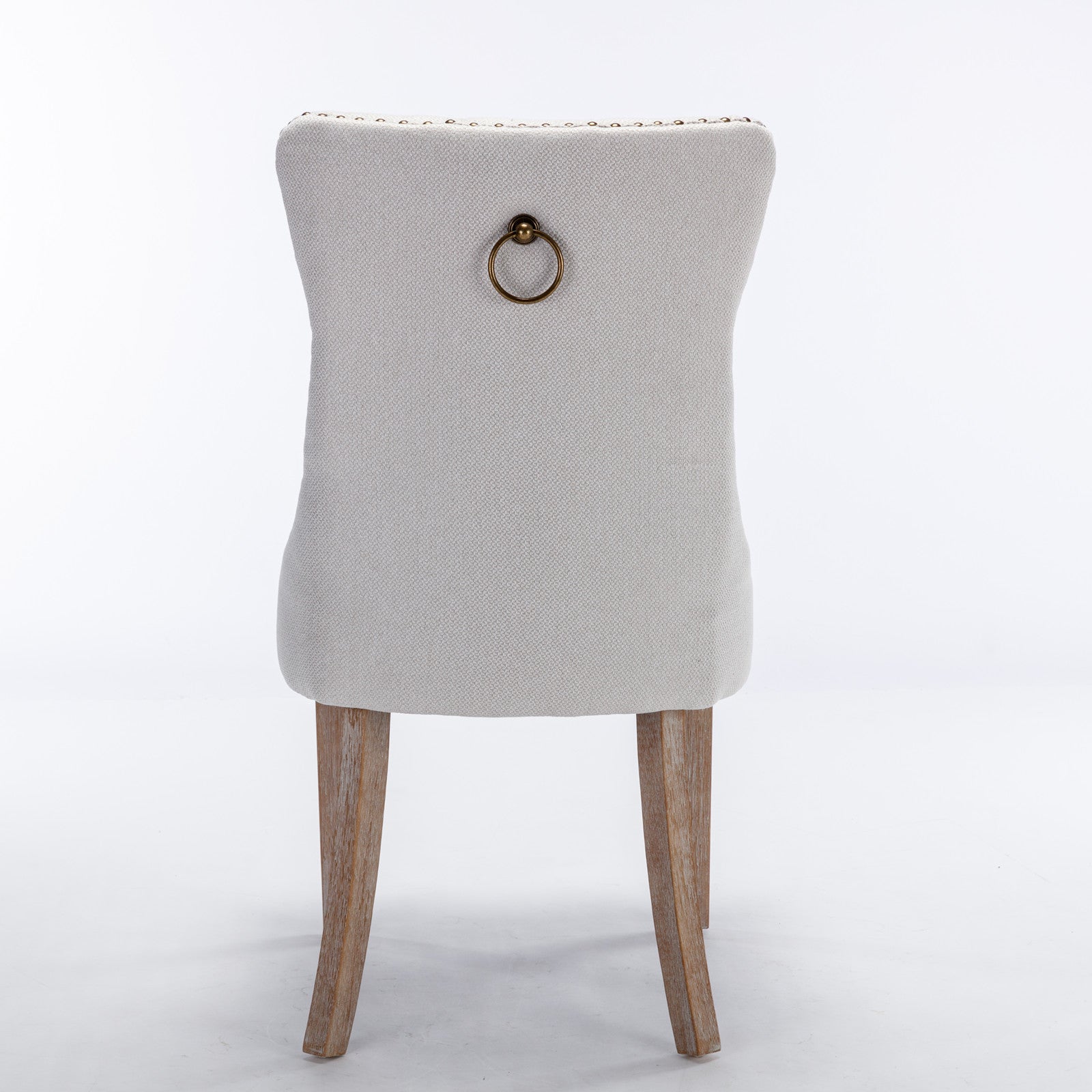 Rosewick Modern Tufted Linen Nailhead Trim Solid Wood Upholstered Dining Chair with Wood Legs, Set of 2