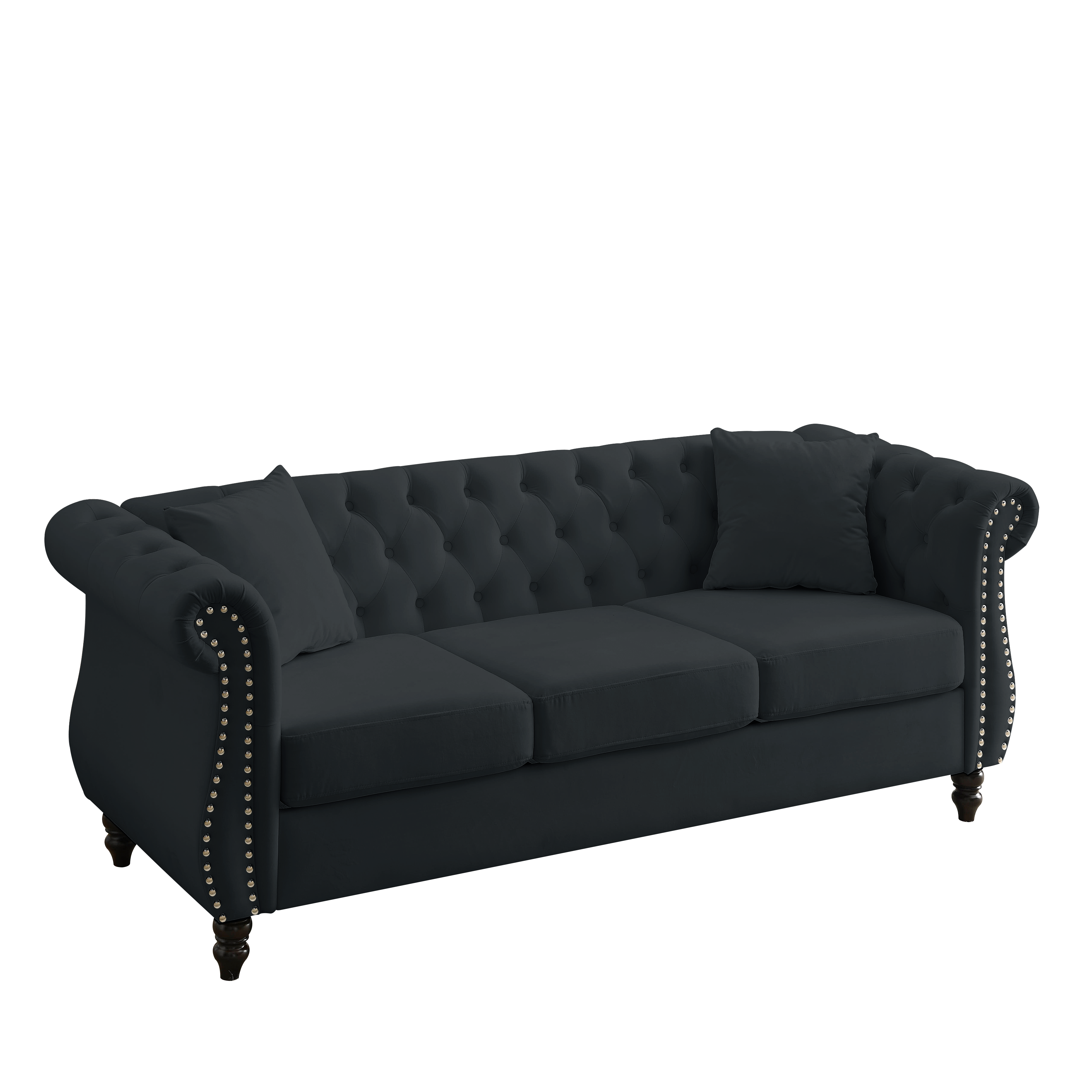 Nailhead Velvet Chesterfield 3-Seater Sofa