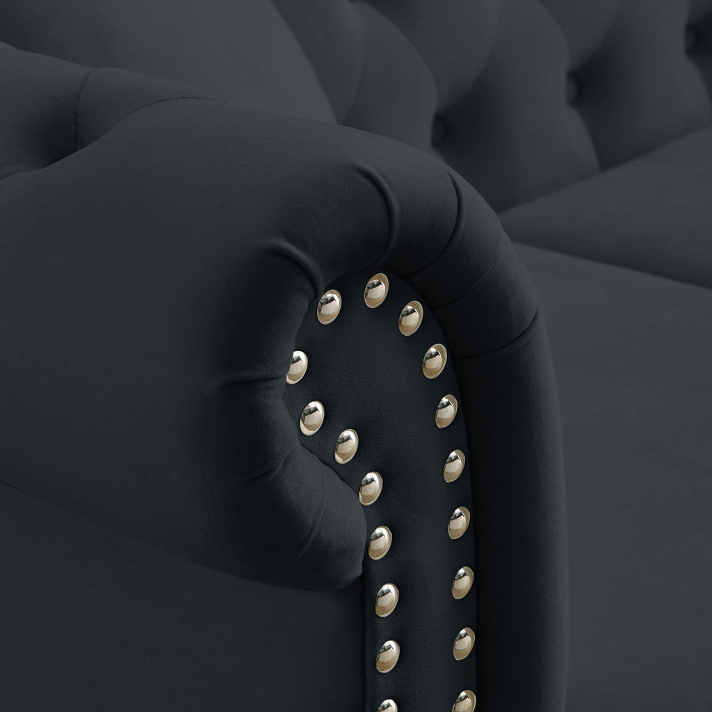 Nailhead Velvet Chesterfield Loveseat