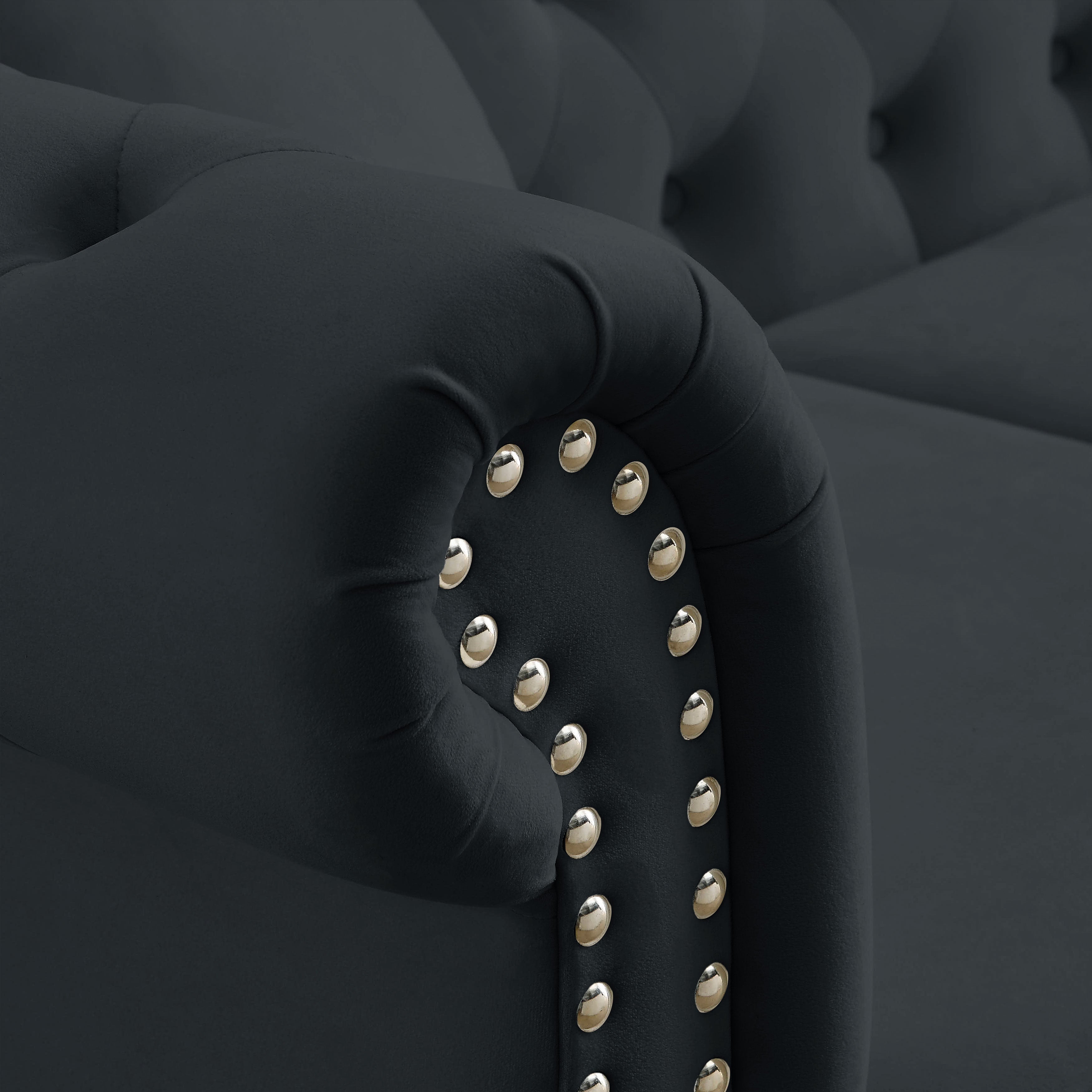 Nailhead Velvet Chesterfield 3-Seater Sofa