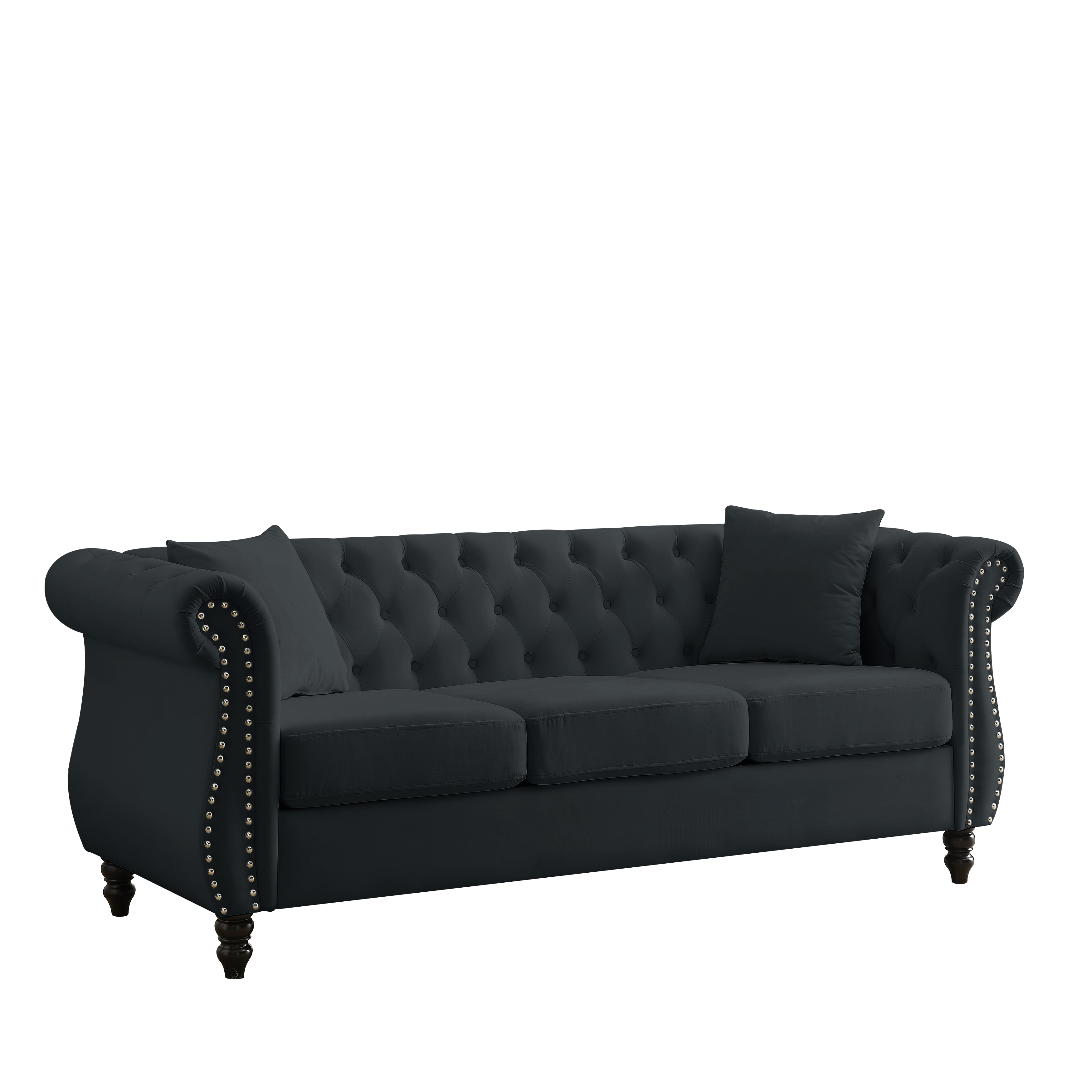 Nailhead Velvet Chesterfield 3-Seater Sofa