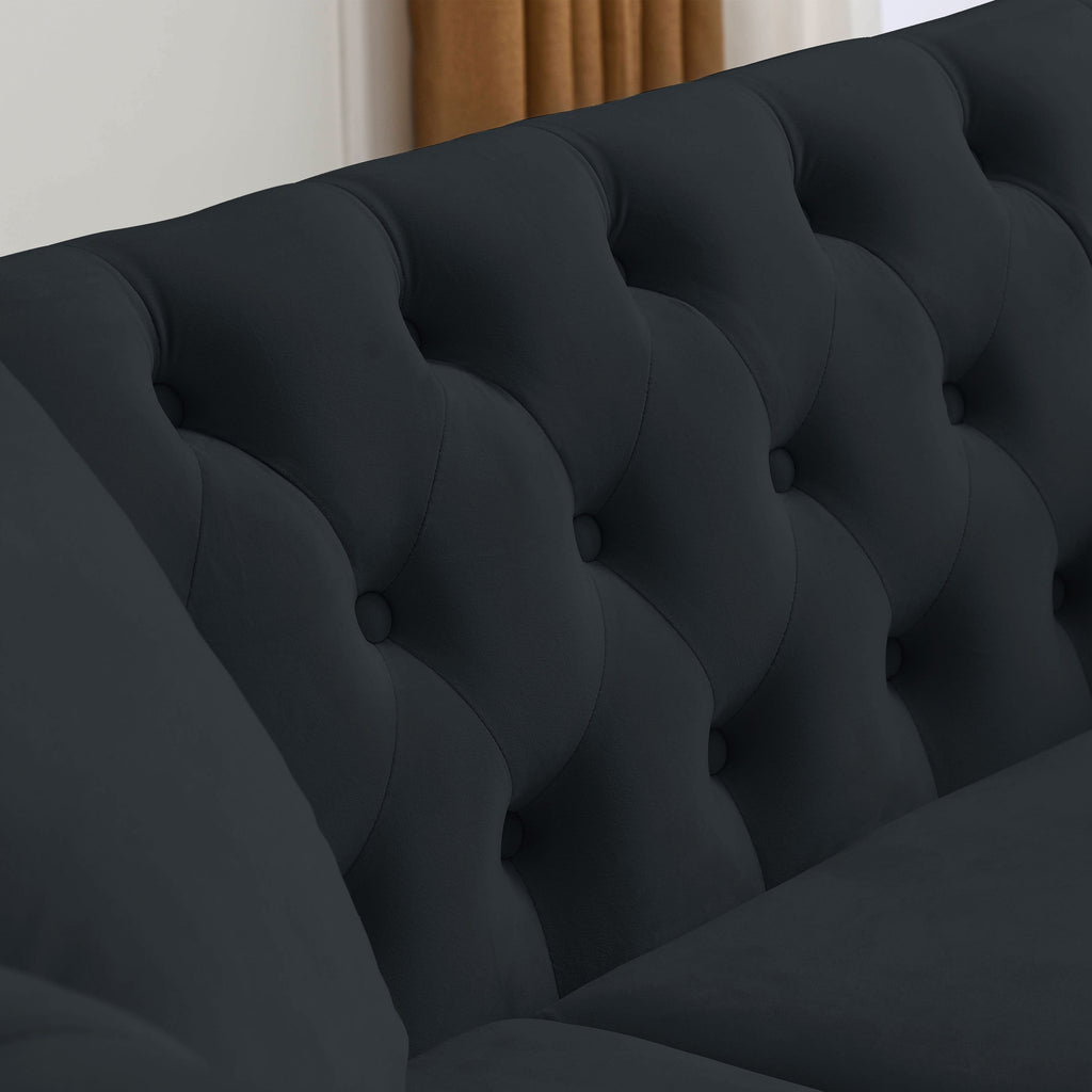 Nailhead Velvet Chesterfield Loveseat