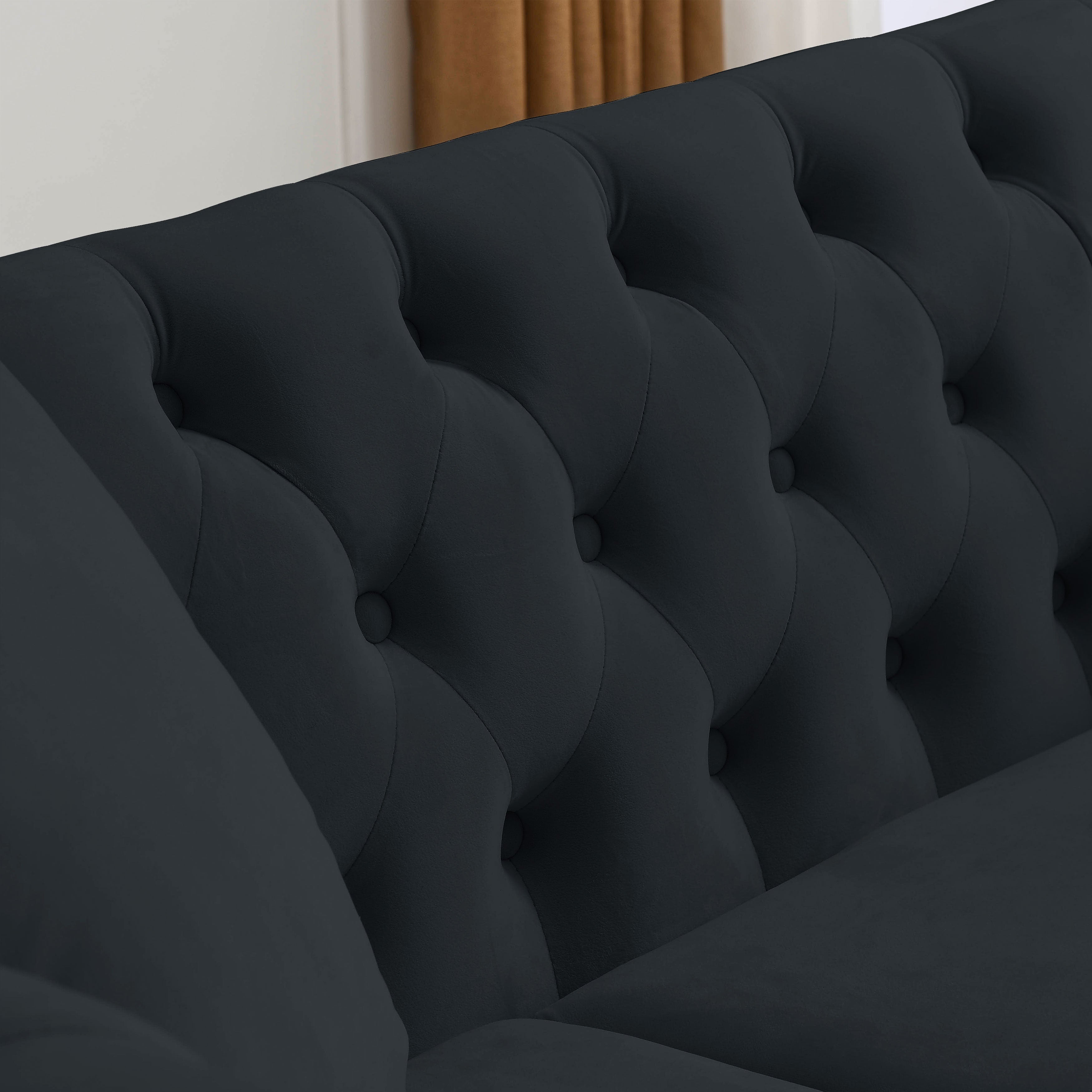 Nailhead Velvet Chesterfield 3-Seater Sofa