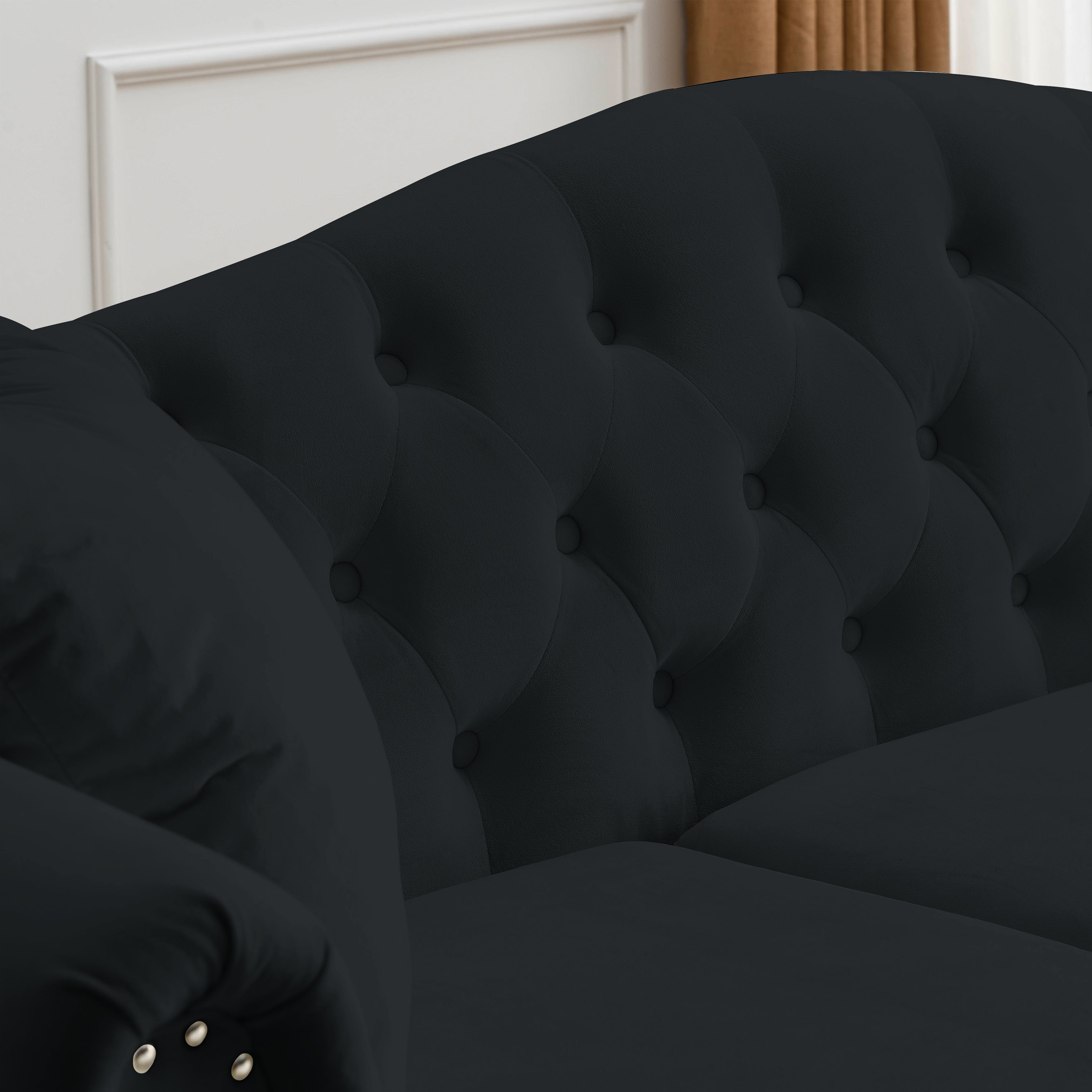 Black Velvet Chesterfield Sofa
