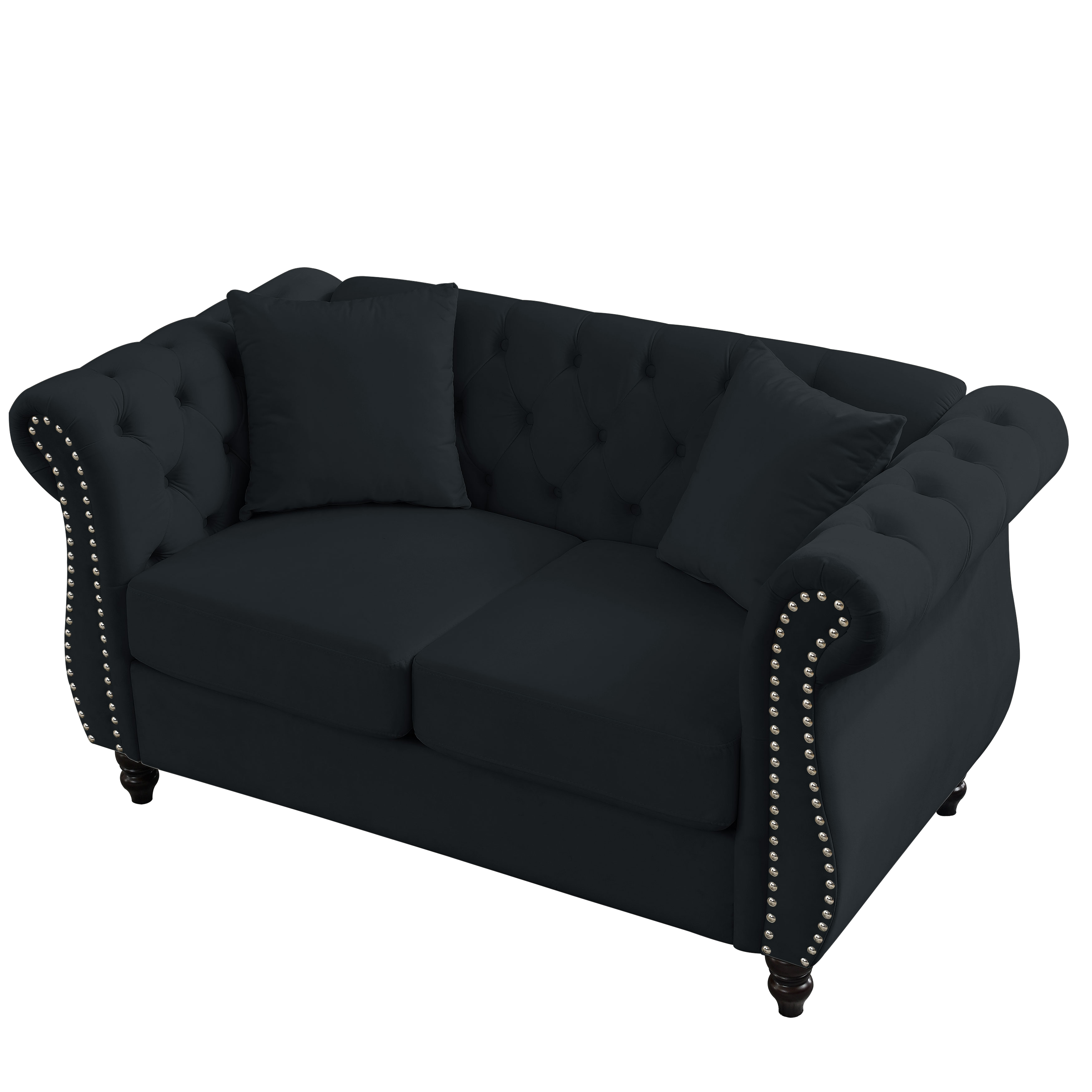 Nailhead Velvet Chesterfield Loveseat