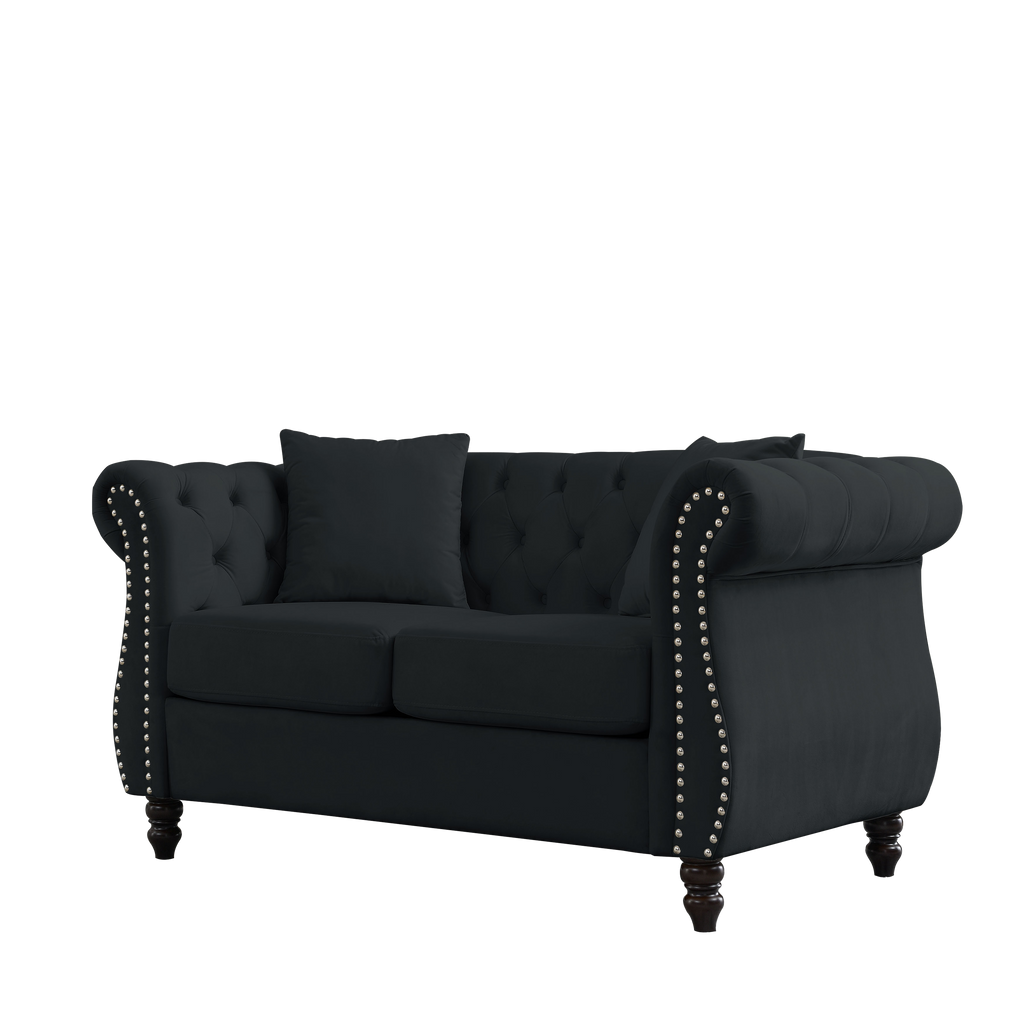 Nailhead Velvet Chesterfield Loveseat