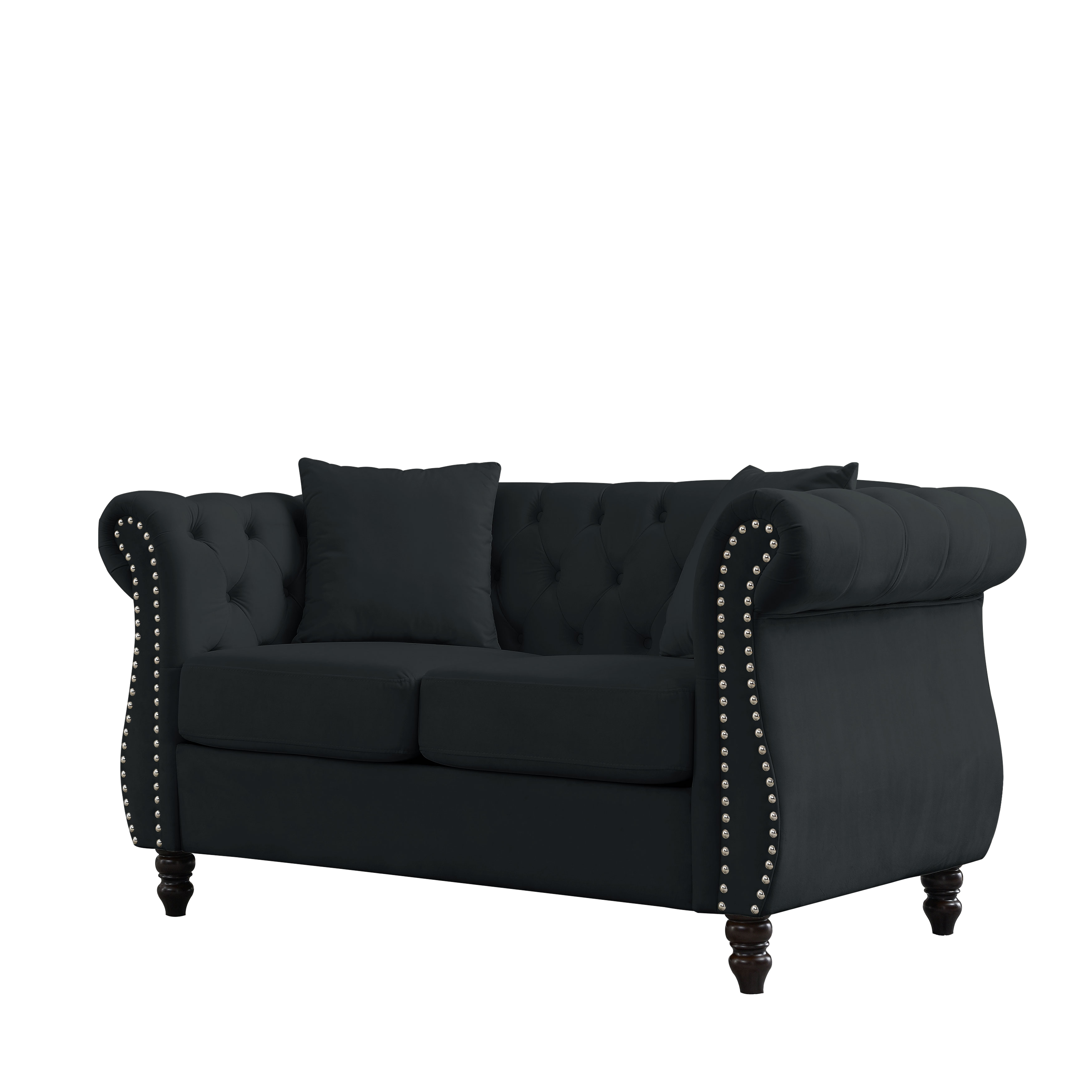Nailhead Velvet Chesterfield 3-Seater Sofa