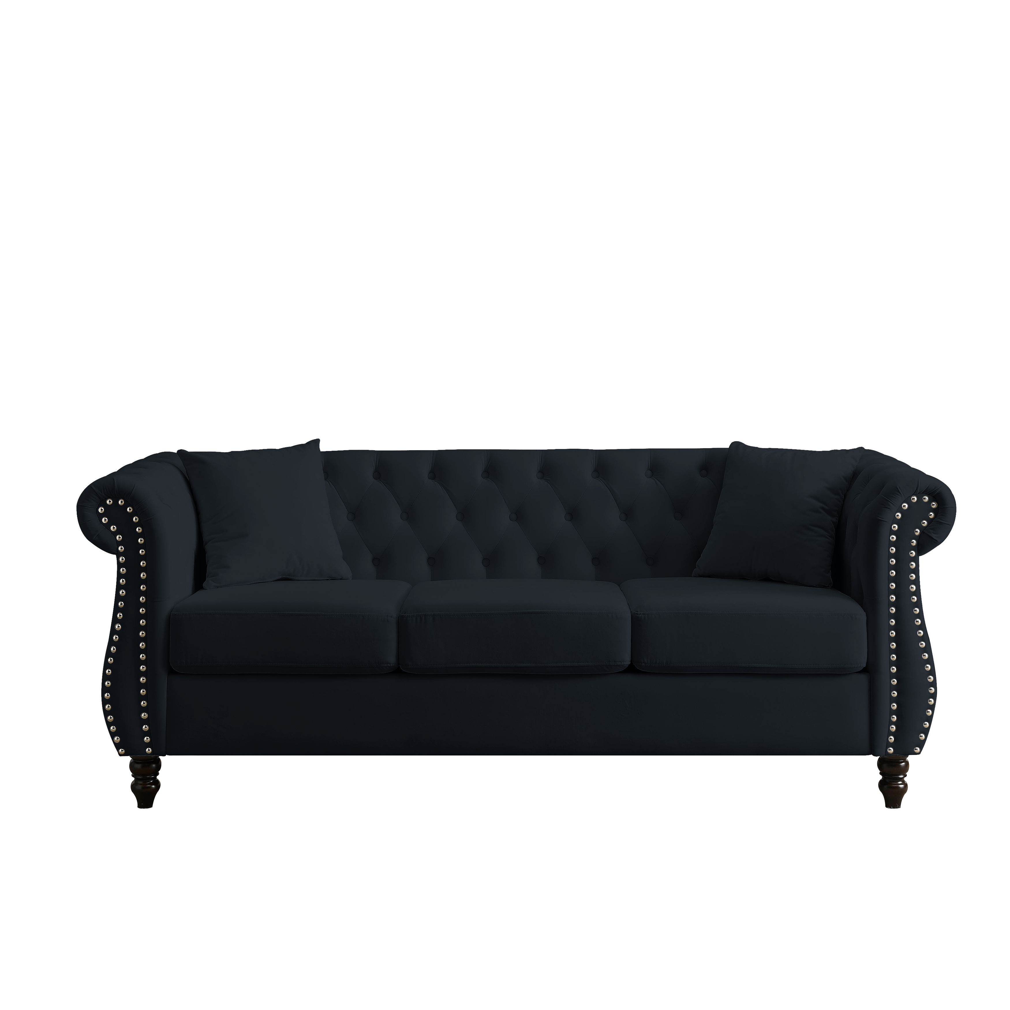 Nailhead Velvet Chesterfield 3-Seater Sofa