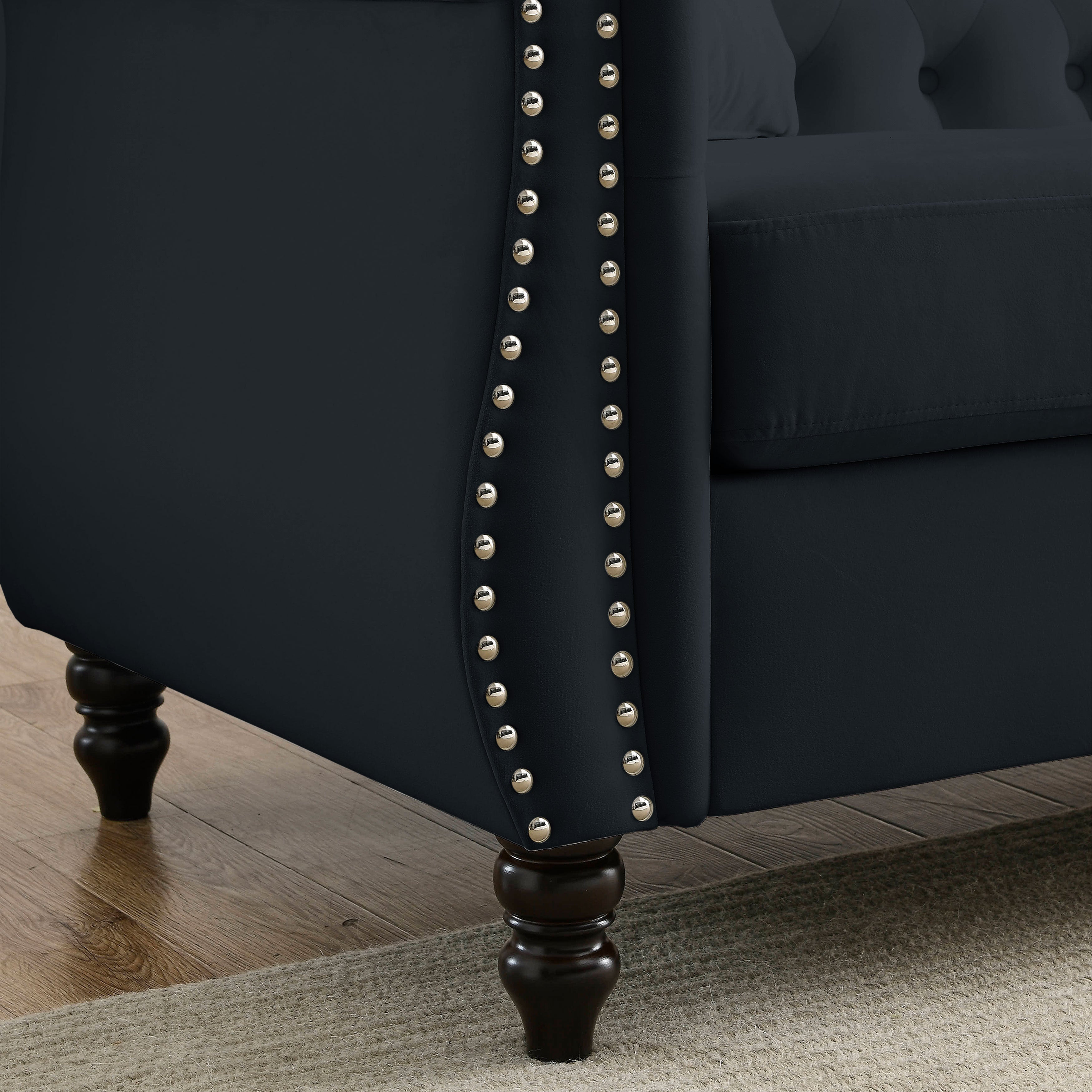 Nailhead Velvet Chesterfield 3-Seater Sofa