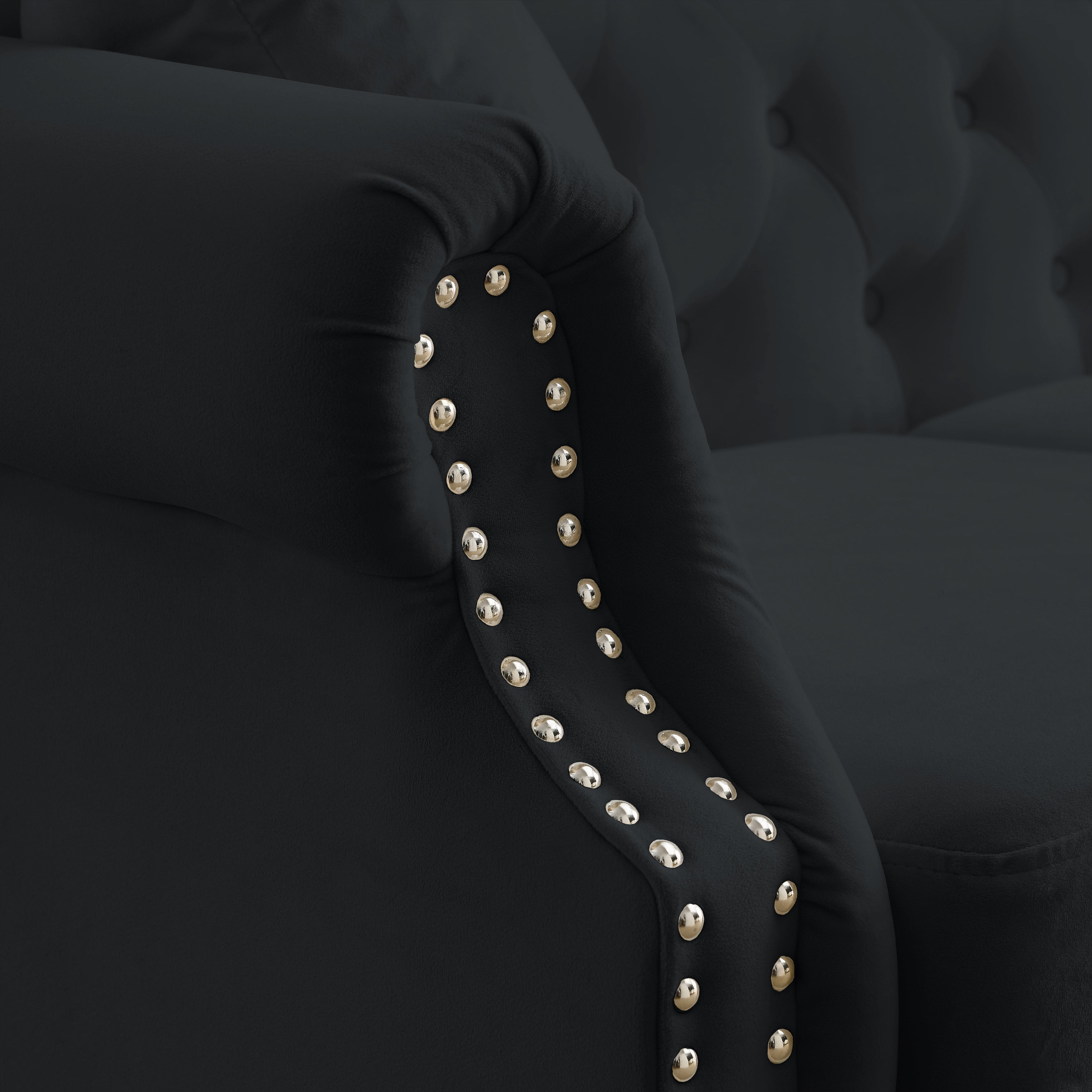 Nailhead Velvet Pitched Back Chesterfield 3-Seater Sofa