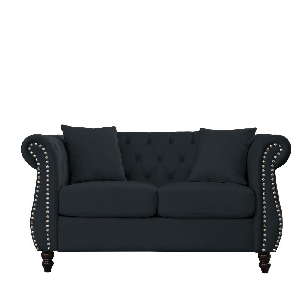 Nailhead Velvet Chesterfield Loveseat