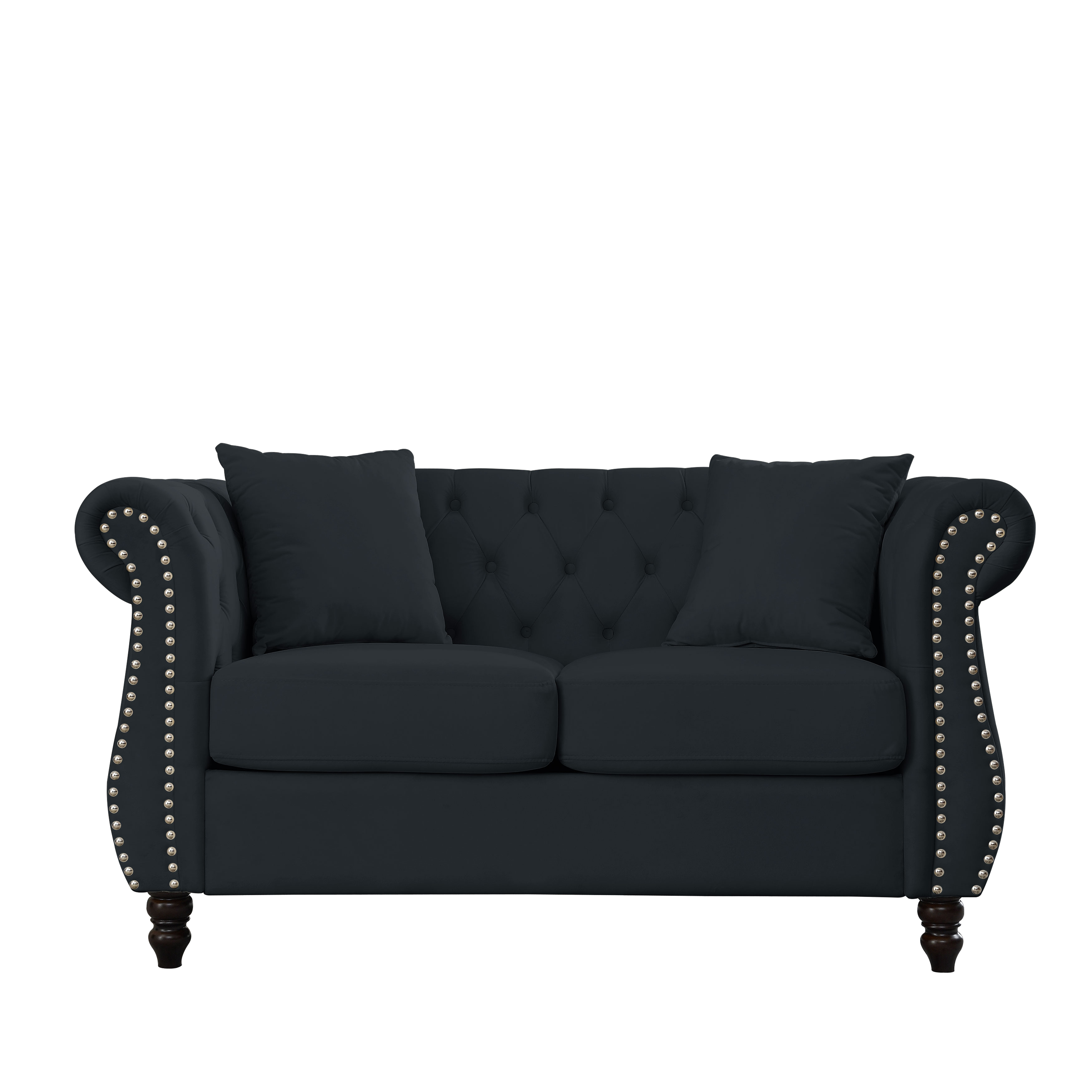 Nailhead Velvet Chesterfield Loveseat
