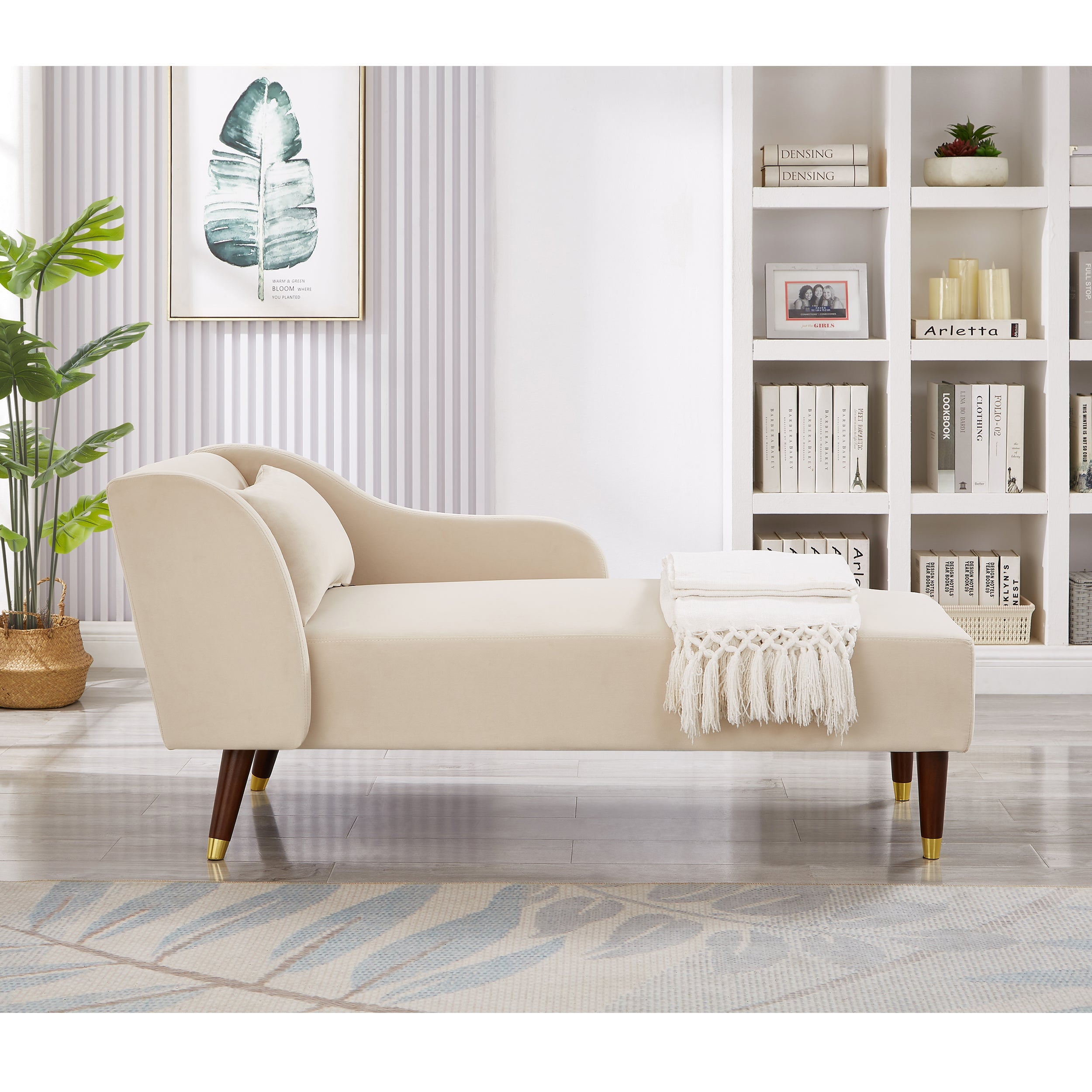 Modern Velvet Upholstered Chaise Lounge Chair