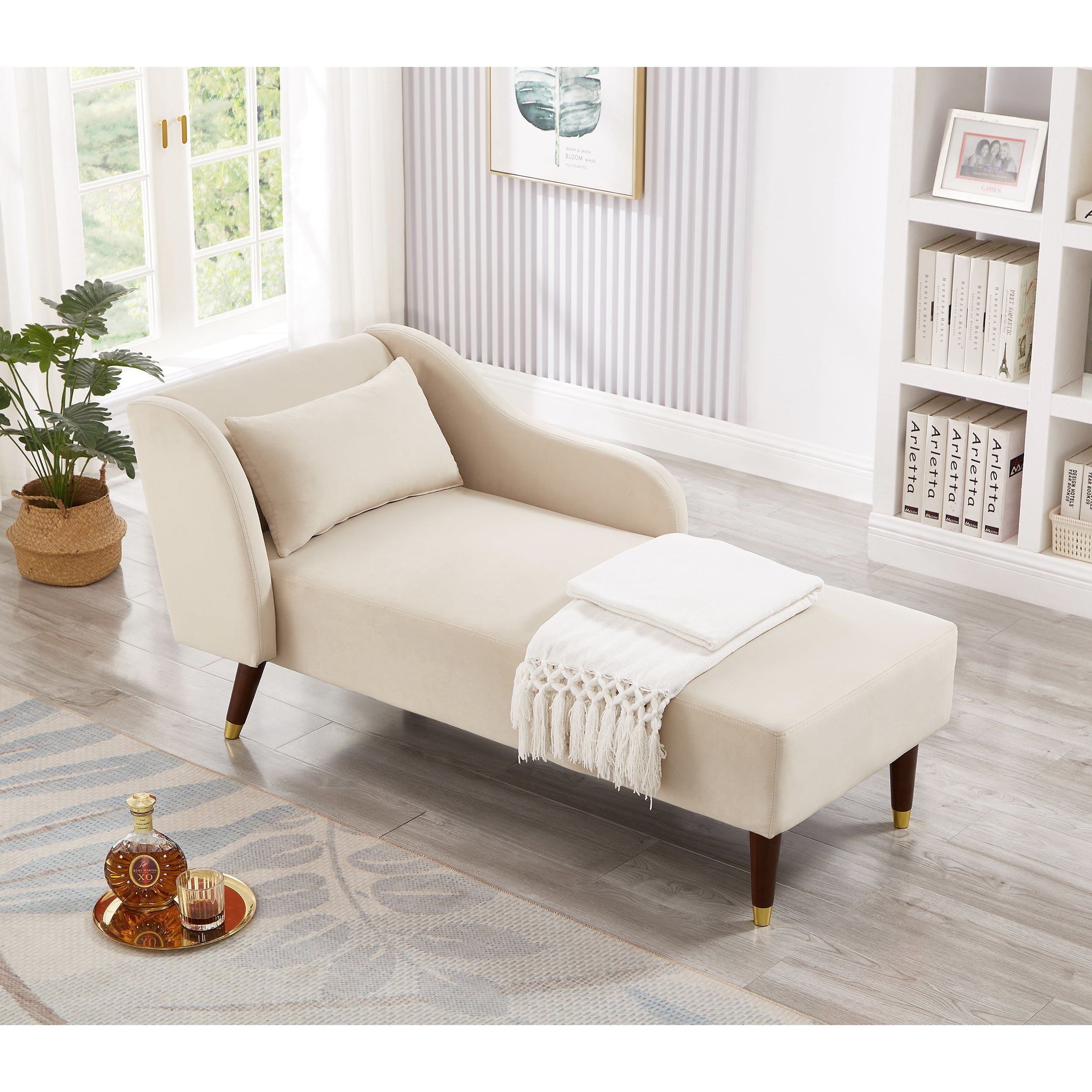 Modern Velvet Upholstered Chaise Lounge Chair