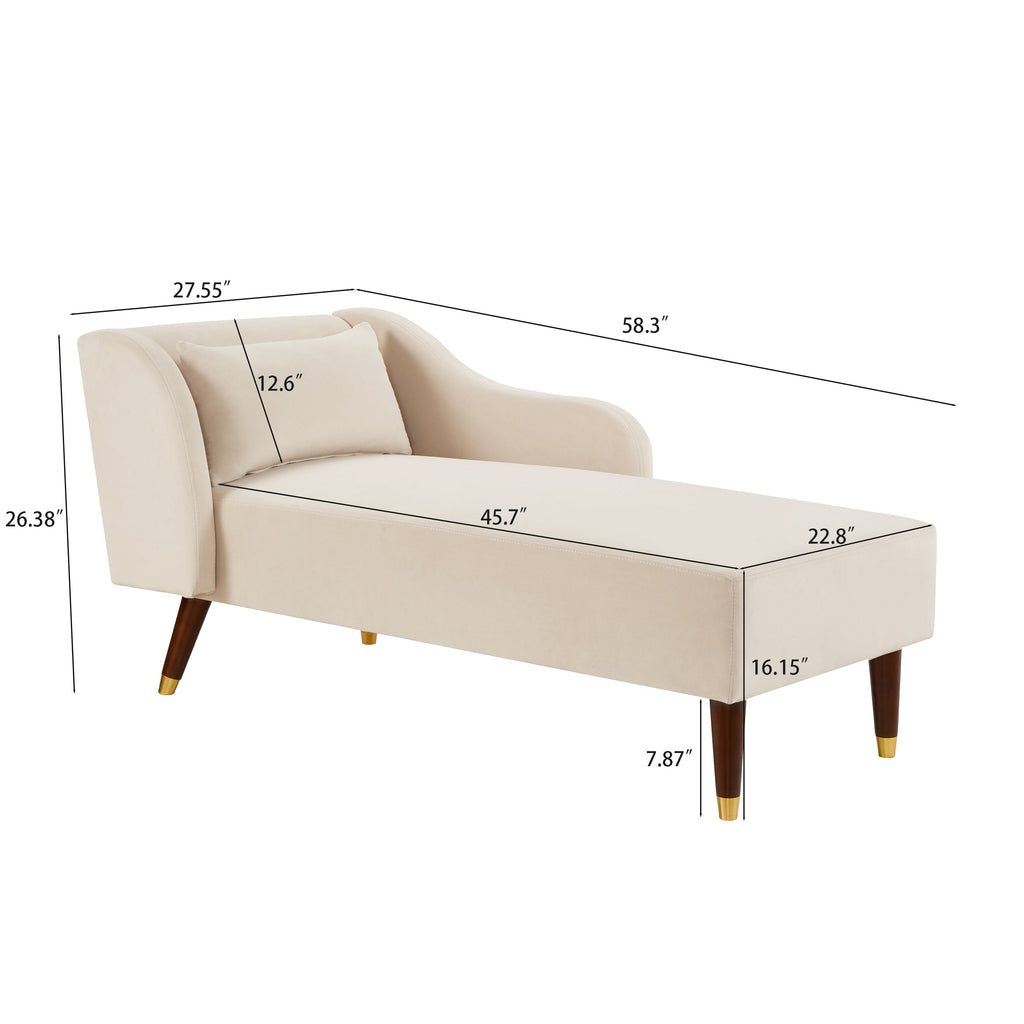 Modern Velvet Upholstered Chaise Lounge Chair
