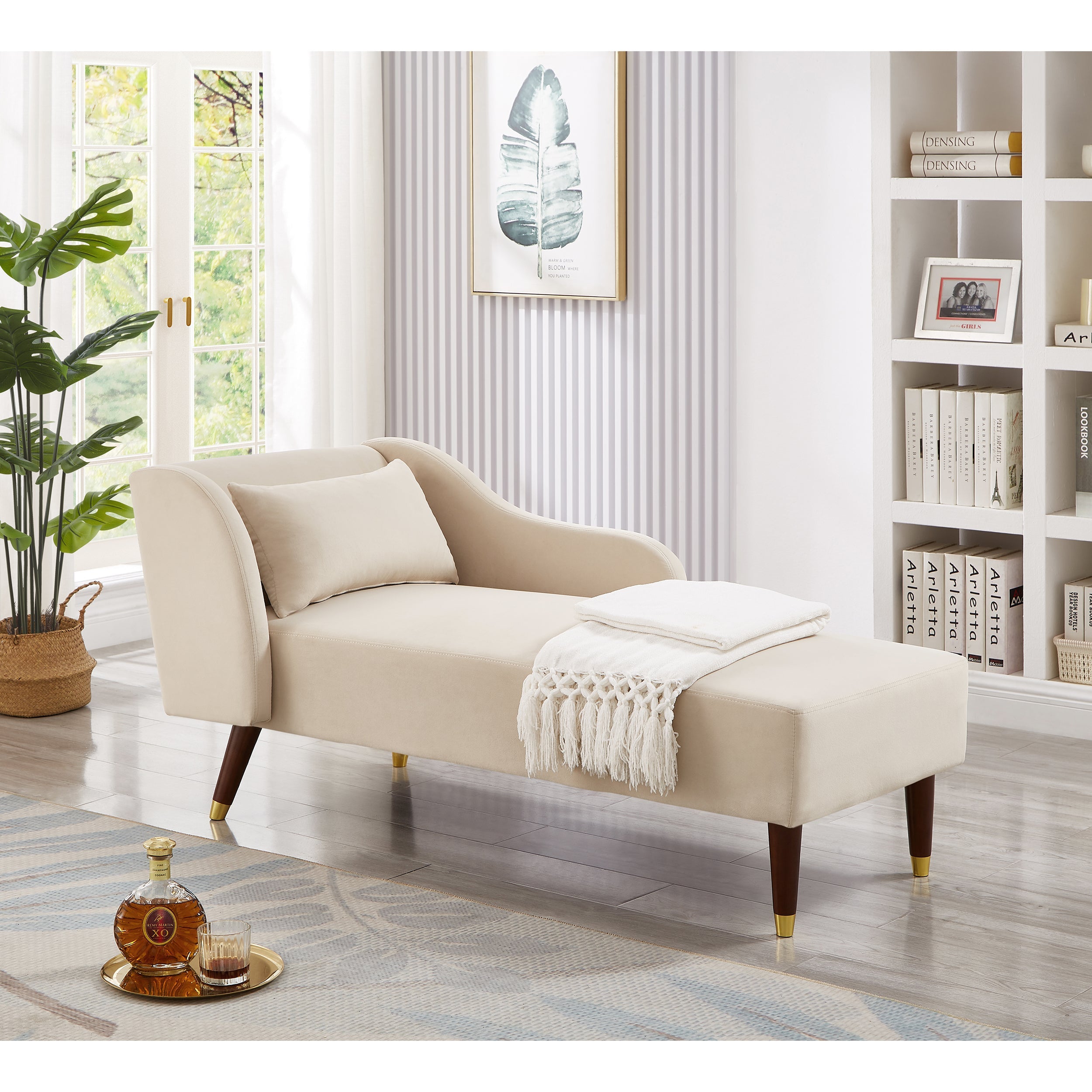 Modern Velvet Upholstered Chaise Lounge Chair