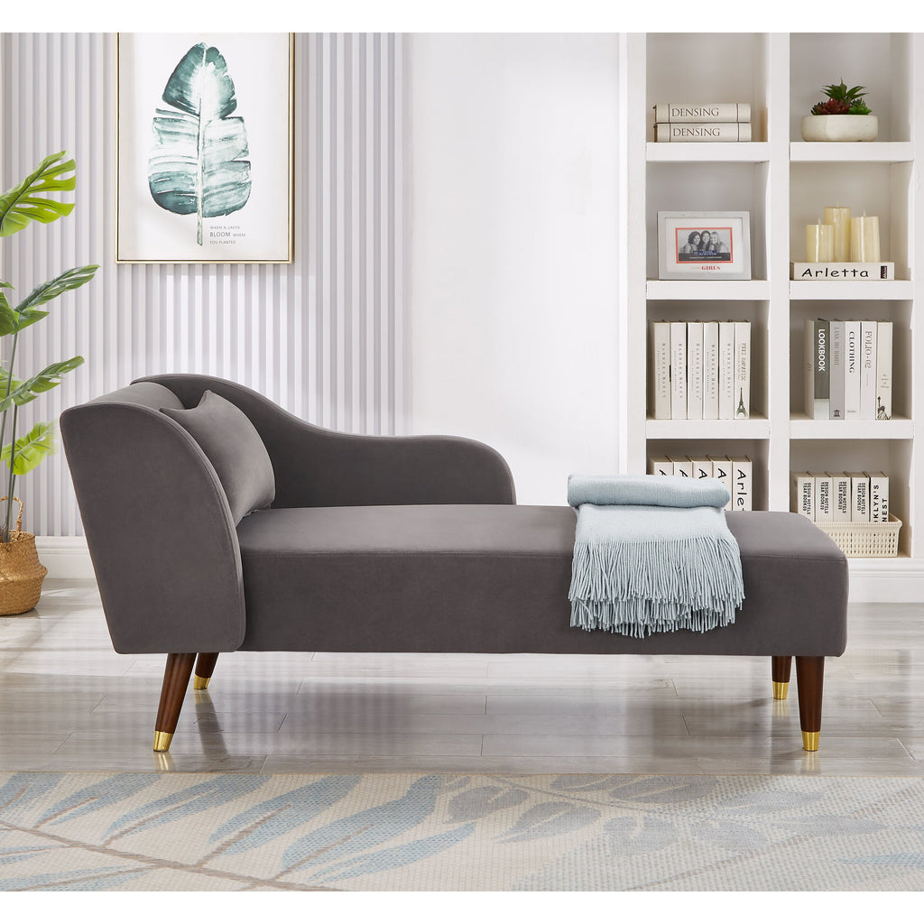 Modern Velvet Upholstered Chaise Lounge Chair