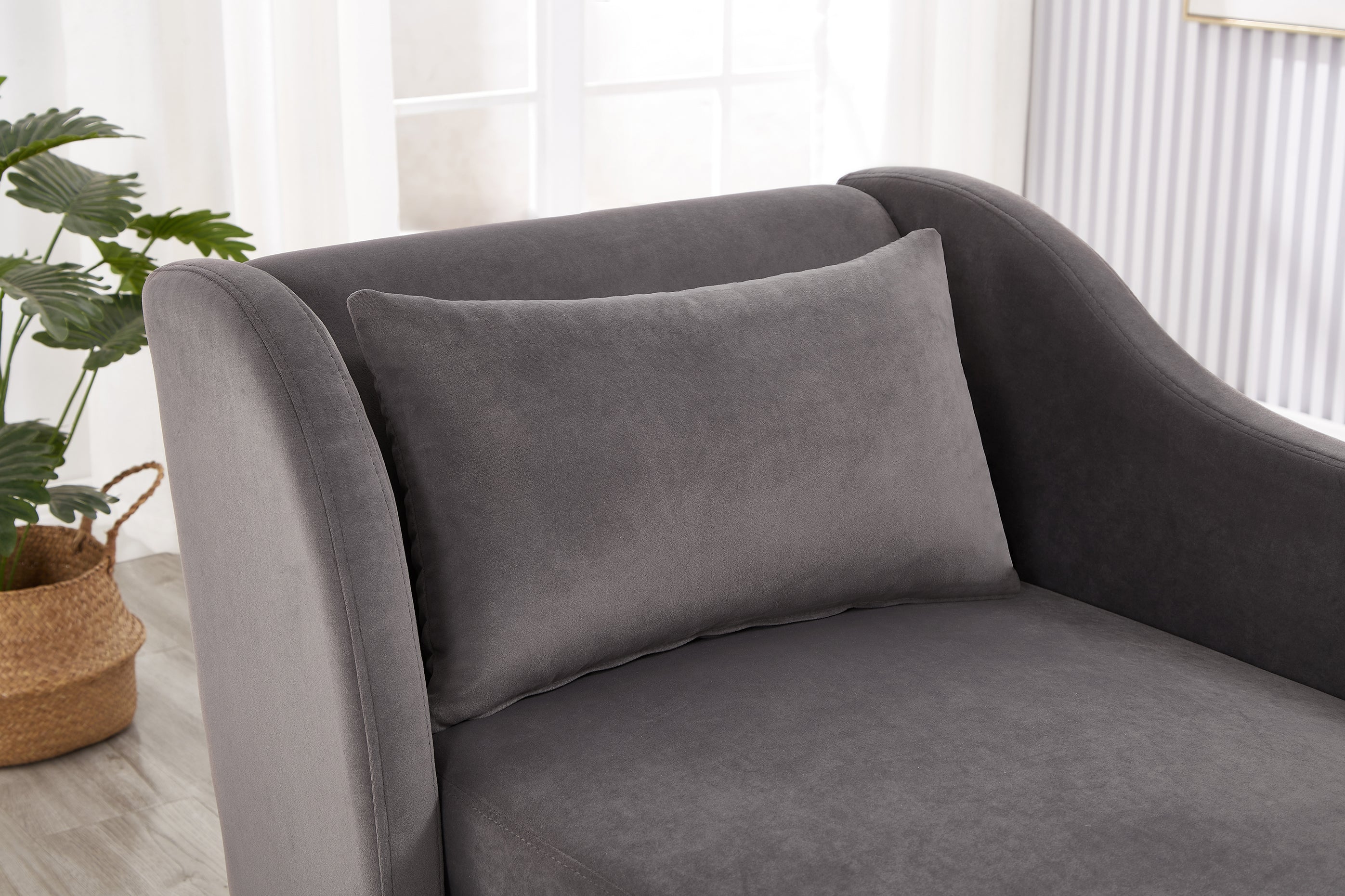 Modern Velvet Upholstered Chaise Lounge Chair