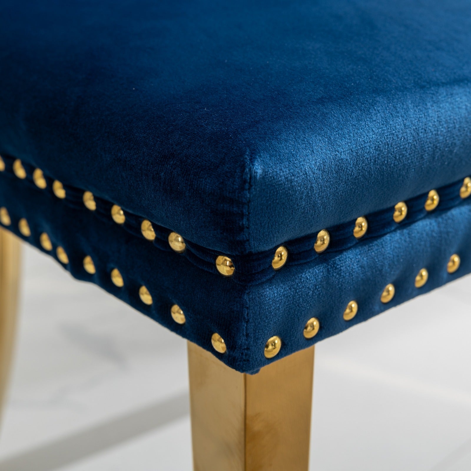 Rosewick Modern Tufted Velvet Solid Wood Upholstered Dining Chair with Gold Stainless Steel Plating Legs, Set of 2