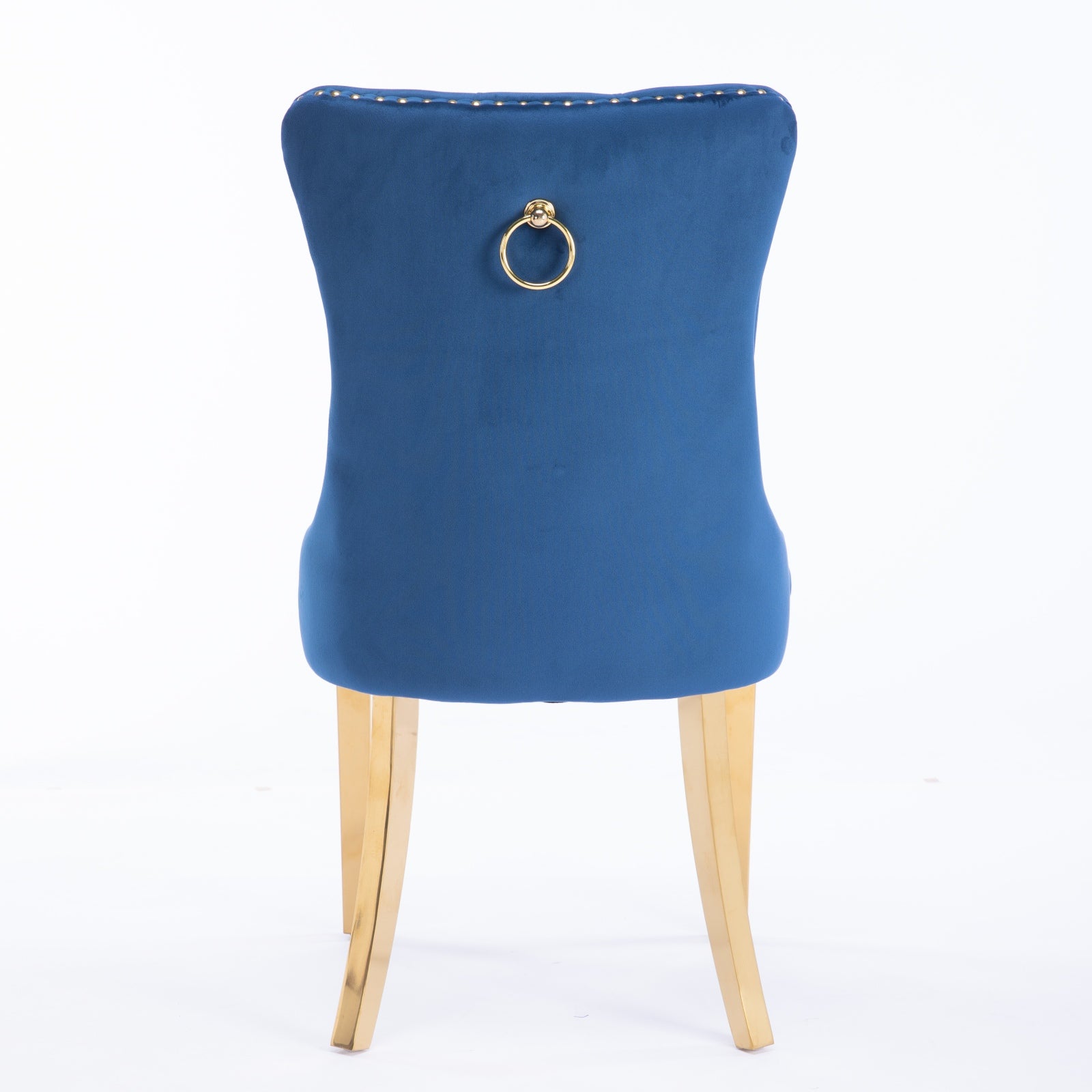 Rosewick Modern Tufted Velvet Solid Wood Upholstered Dining Chair with Gold Stainless Steel Plating Legs, Set of 2